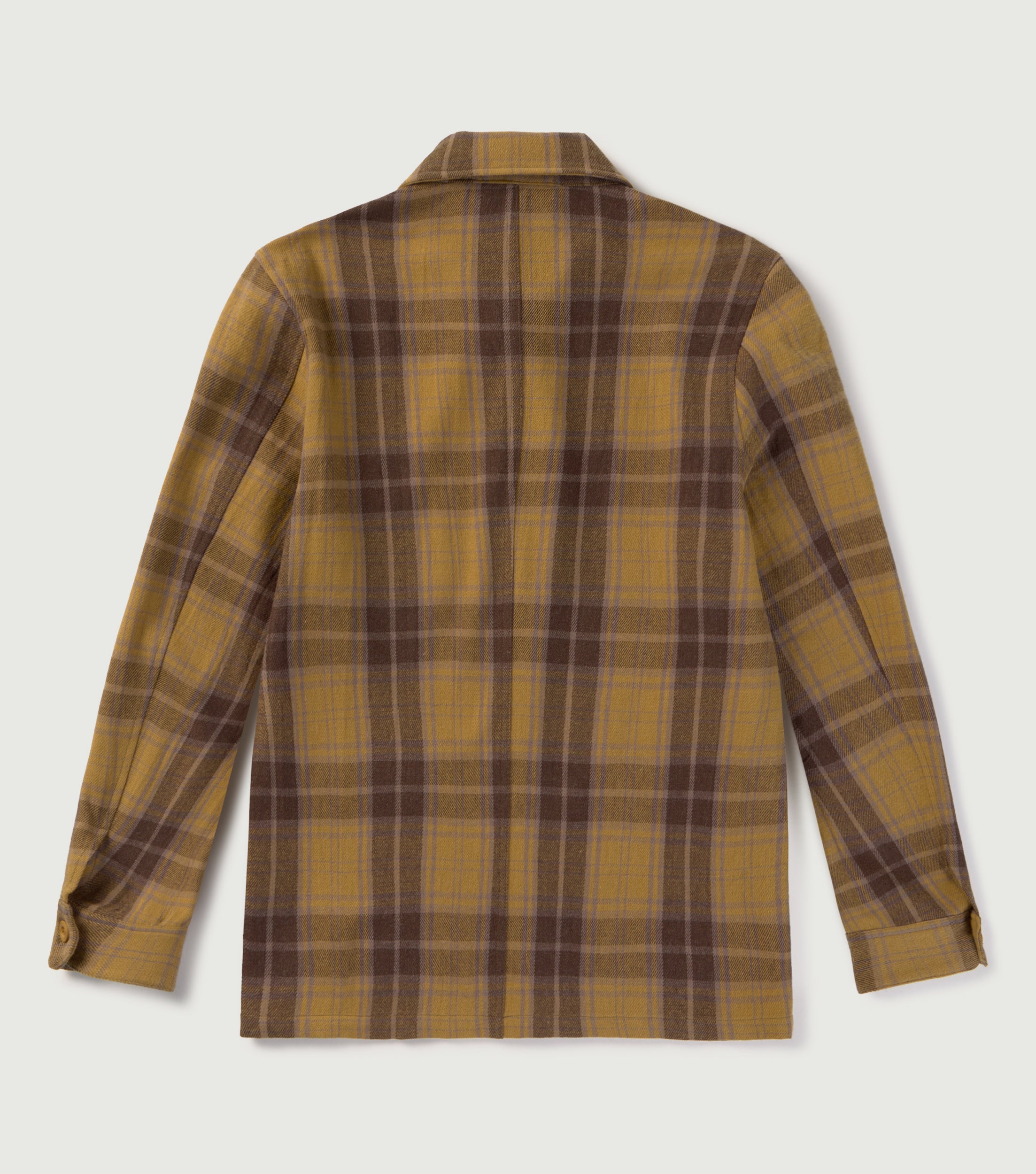 100% Wool Checked Worker Overshirt Ochre - BLAW