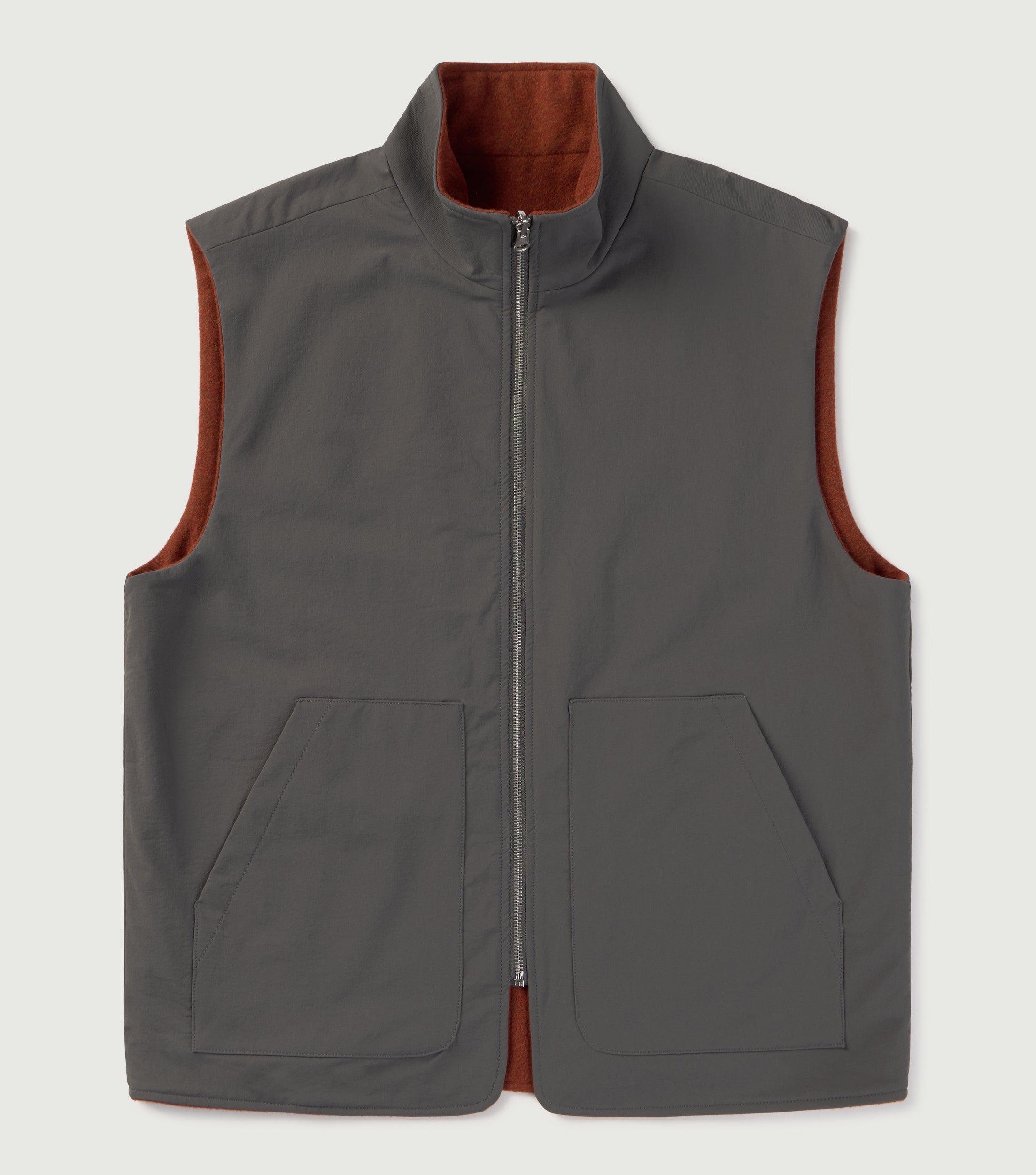 Reversible Wool Tech Vest Charcoal - BLAW
