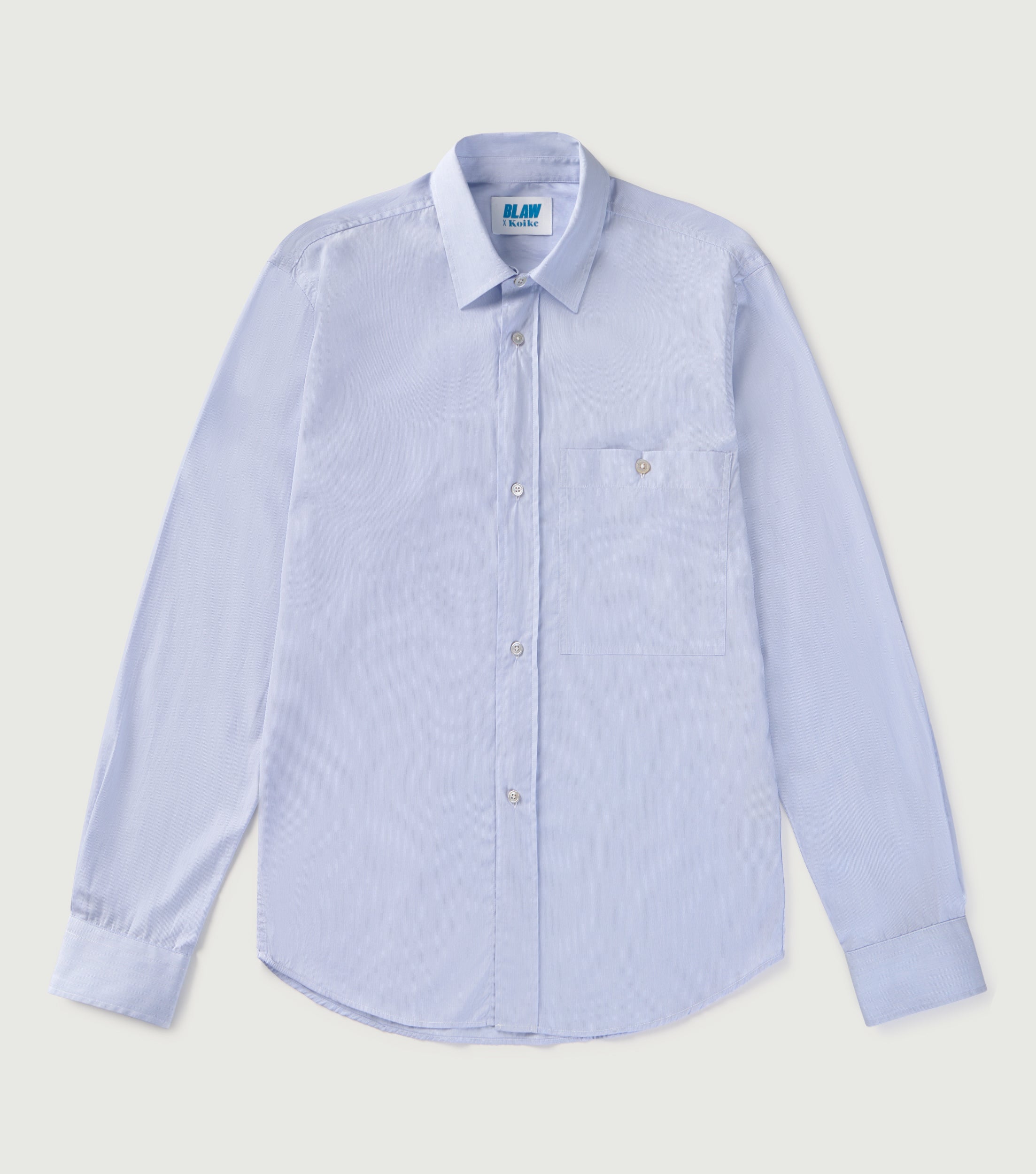 Relaxed Fit Pocket Microstripes Poplin Shirt Light Blue - Blaw x Koike