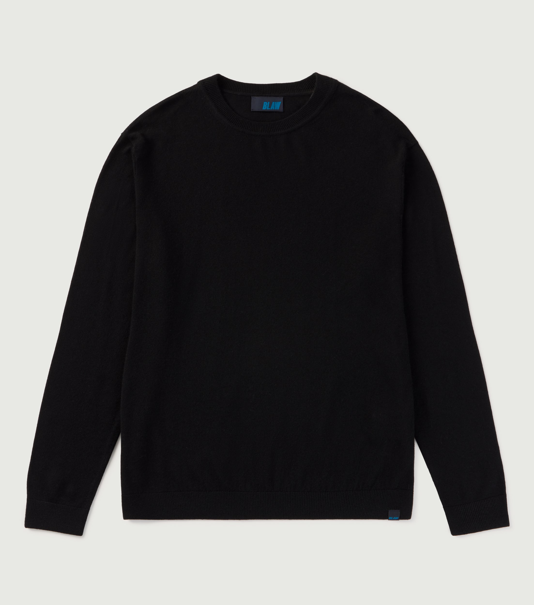 100% Merino Wool Crew Neck Sweater Black - BLAW