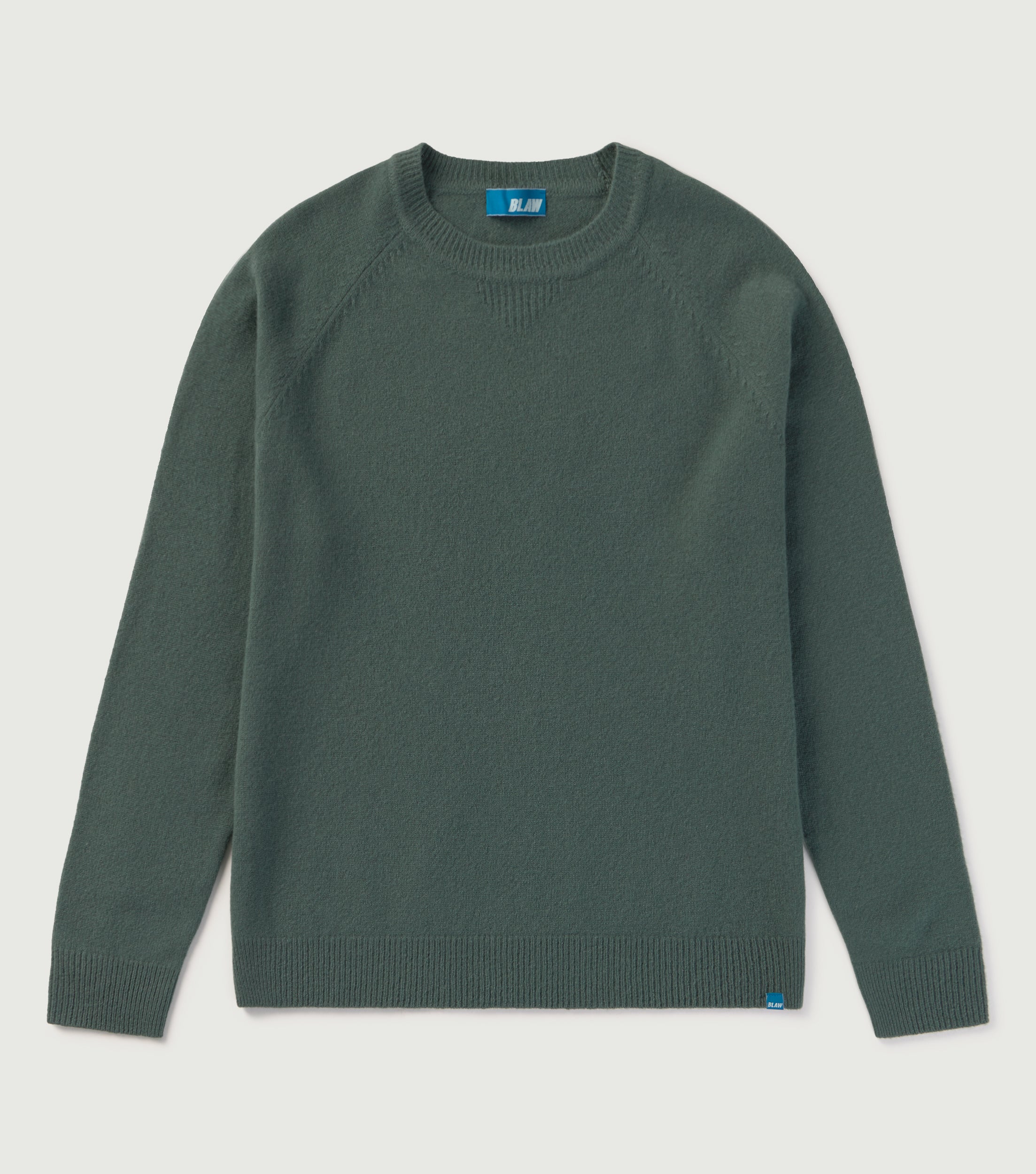 100% Wool Crew Neck Sweater Green - BLAW