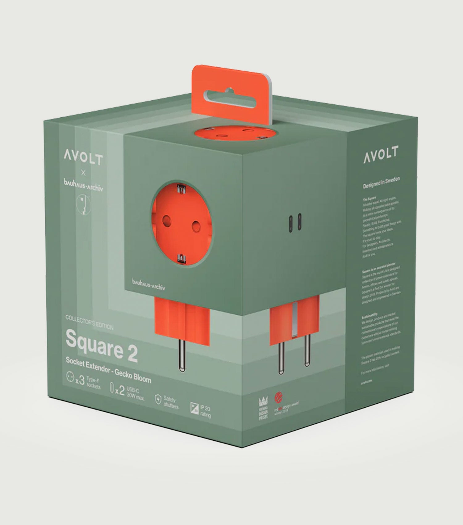 Square 2 - Bauhaus-Archiv USB-C (30W) Gecko Bloom - Avolt