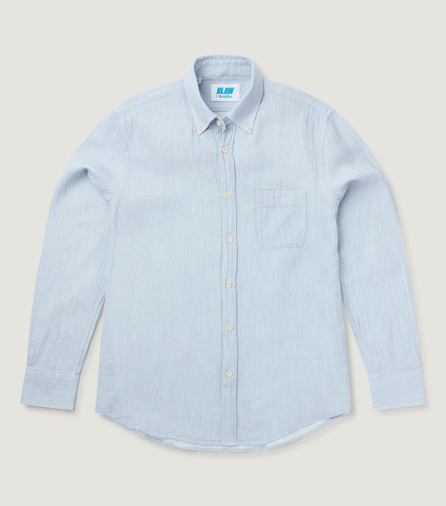 Indigo Double Face Button Down Shirt Blue - Blaw x Koike