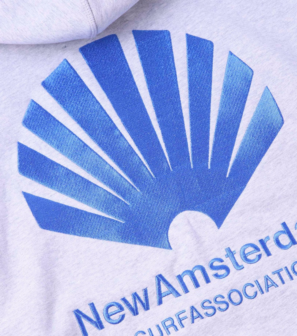 Logo Hoodie Ash/Blue - New Amsterdam Surf Association