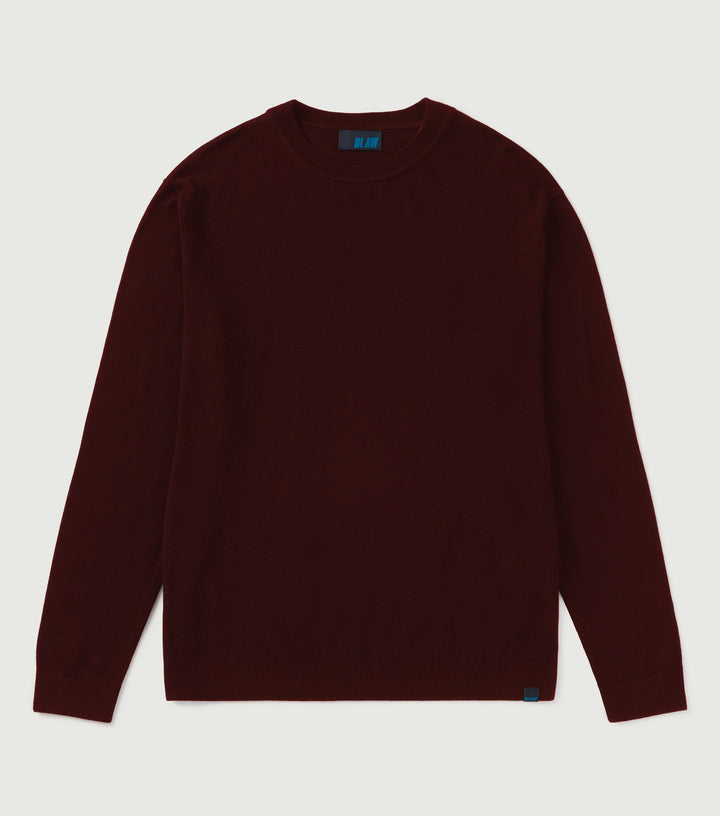 100% Merino Wool Crew Neck Sweater Burgundy