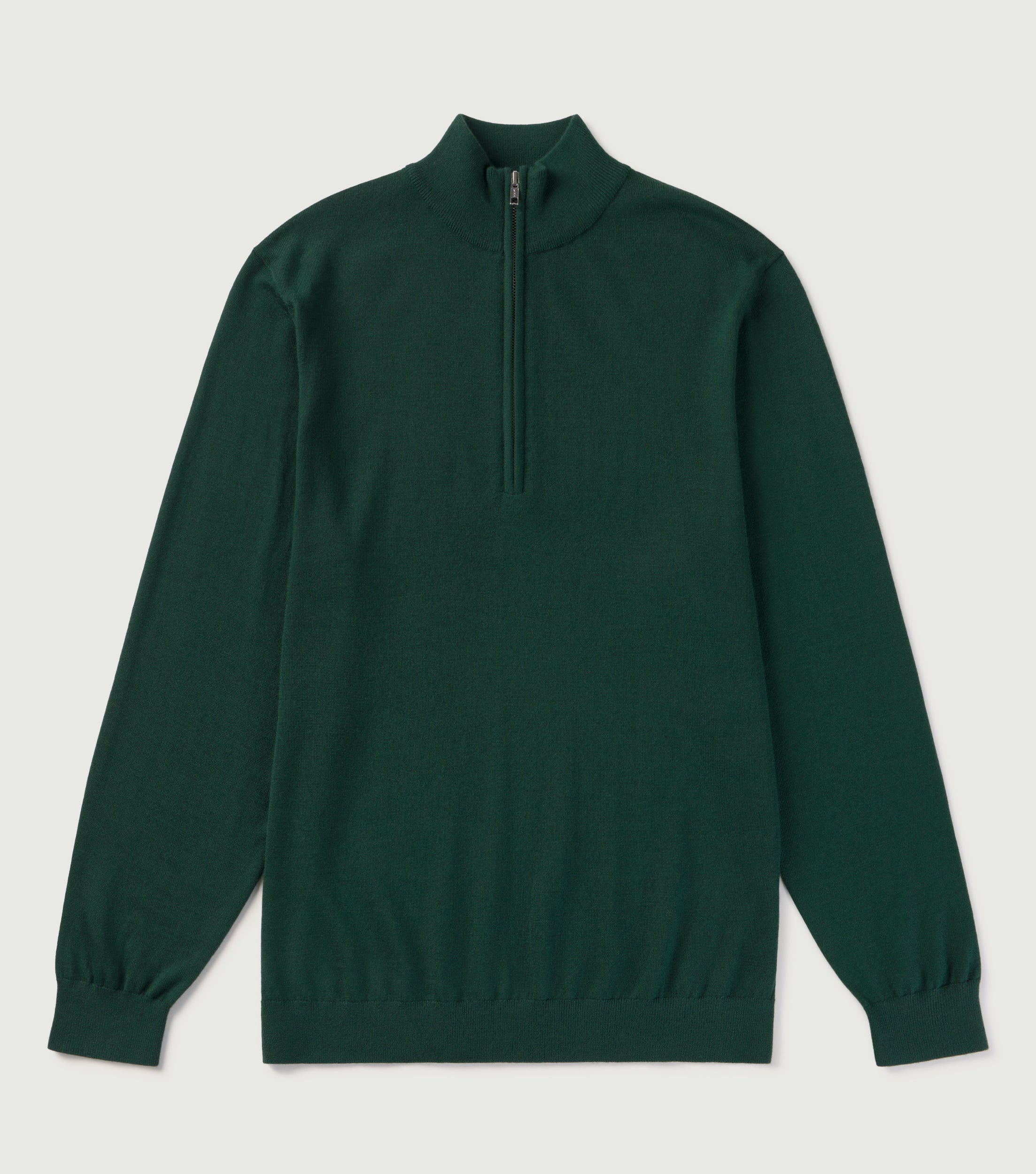 100% Merino Wool Half Zip Sweater Green - BLAW