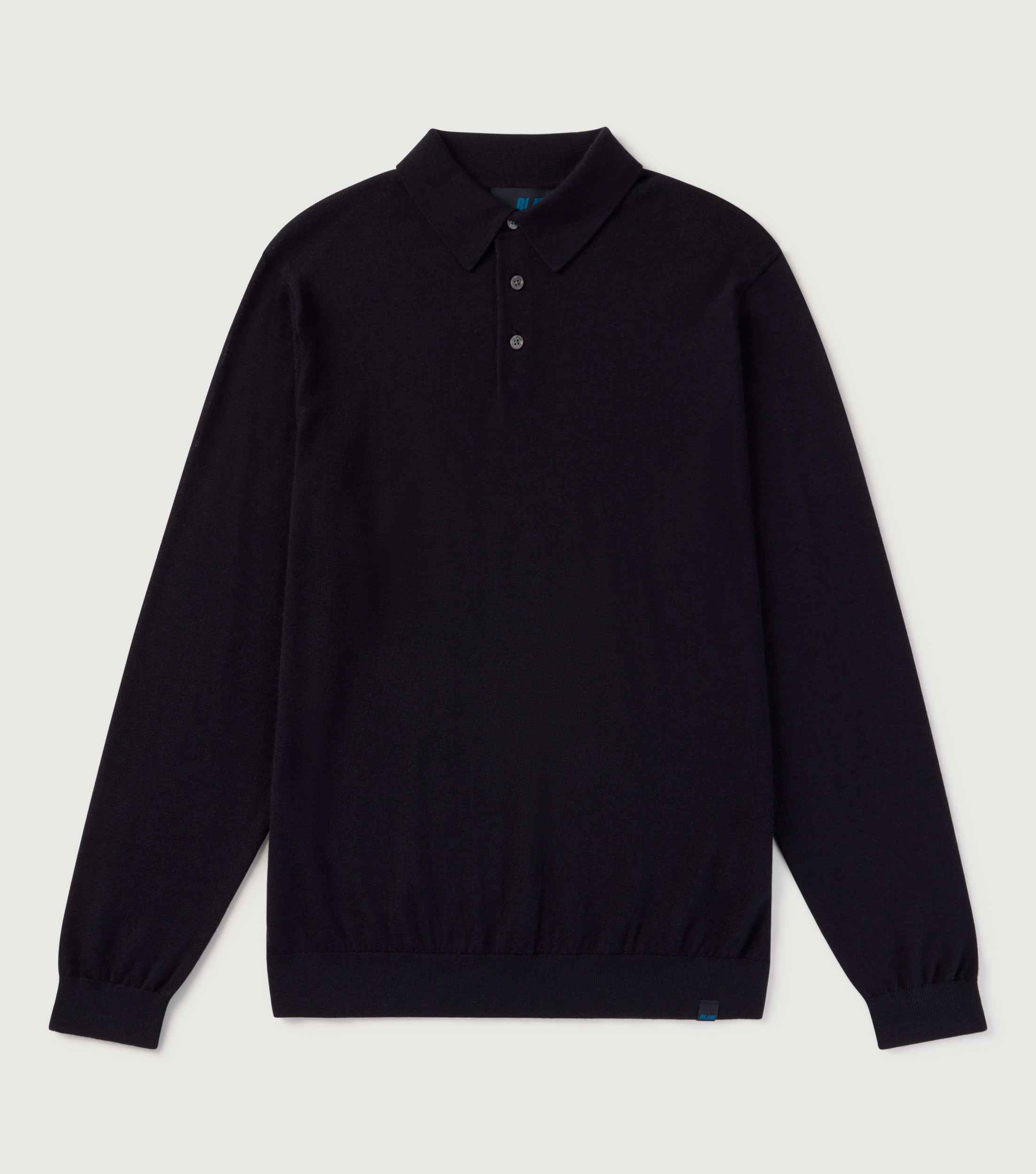 100% Merino Wool Long Sleeve Polo Sweater Night - BLAW