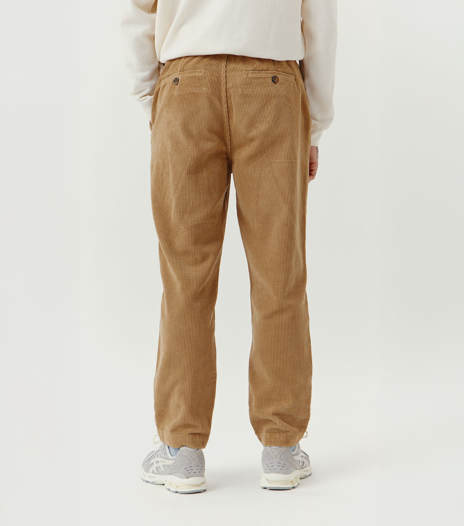 Corduroy Carrot Pleated Pants Beige - BLAW