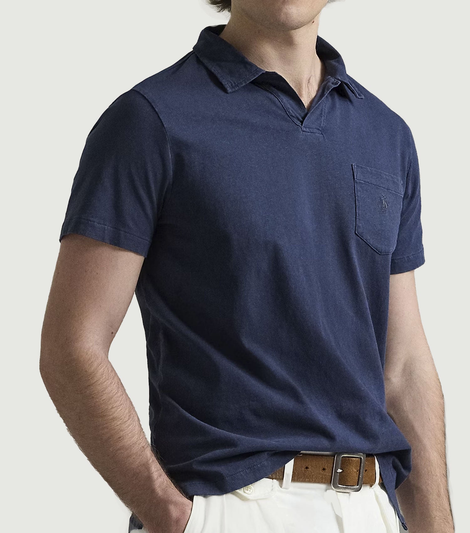 Standard Fit Cotton-Linen Polo Shirt Newport Navy - Ralph Lauren