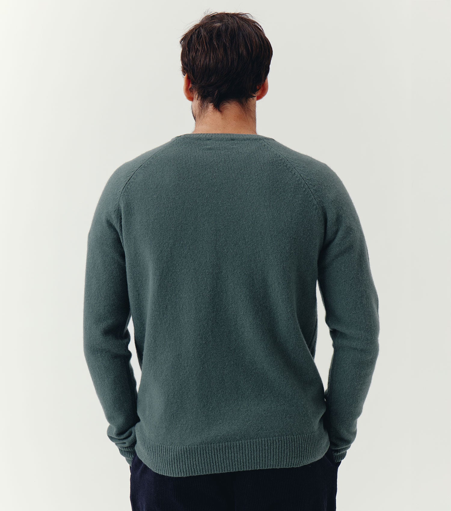 100% Wool Crew Neck Sweater Green - BLAW