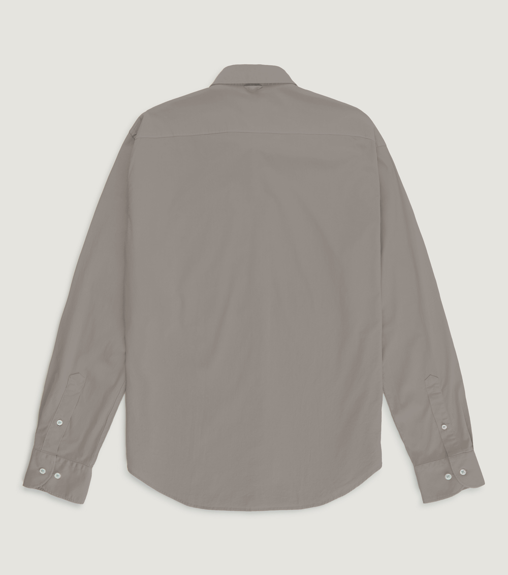 Garment dye Popelin Stretch Spread collar Shirt Stone - BLAW