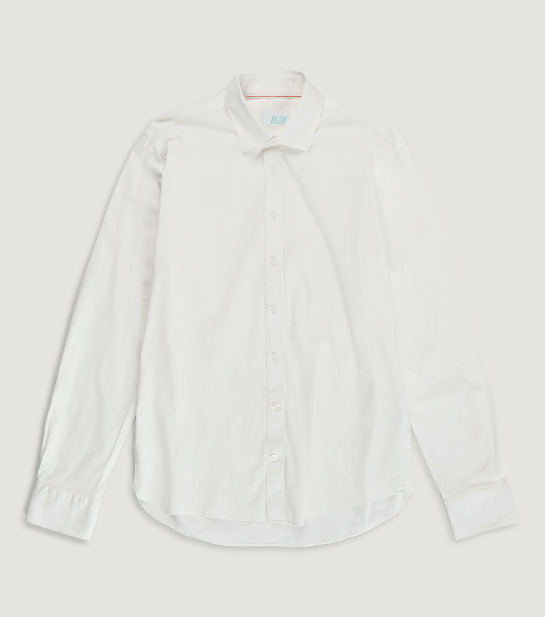 Garment Dye Popelin Stretch Spread Collar Shirt White - BLAW
