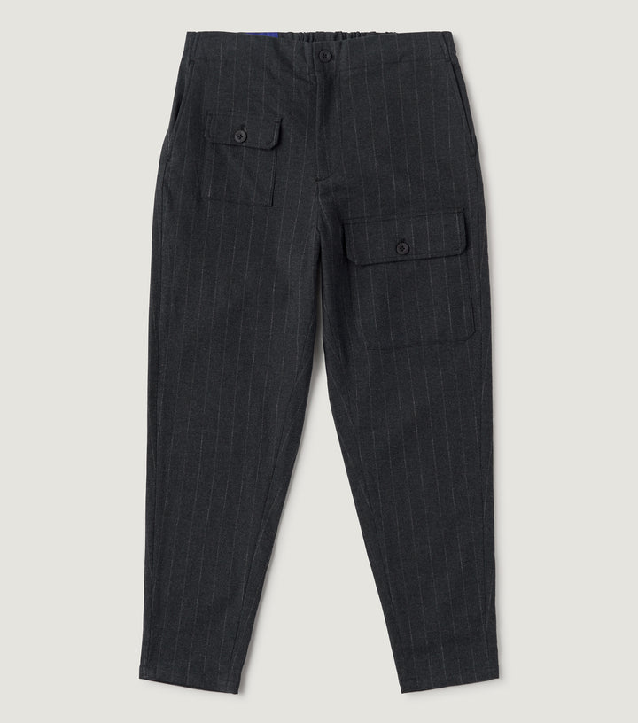 Cargo Pant cotton Flannel Charcoal stripe - BLAW