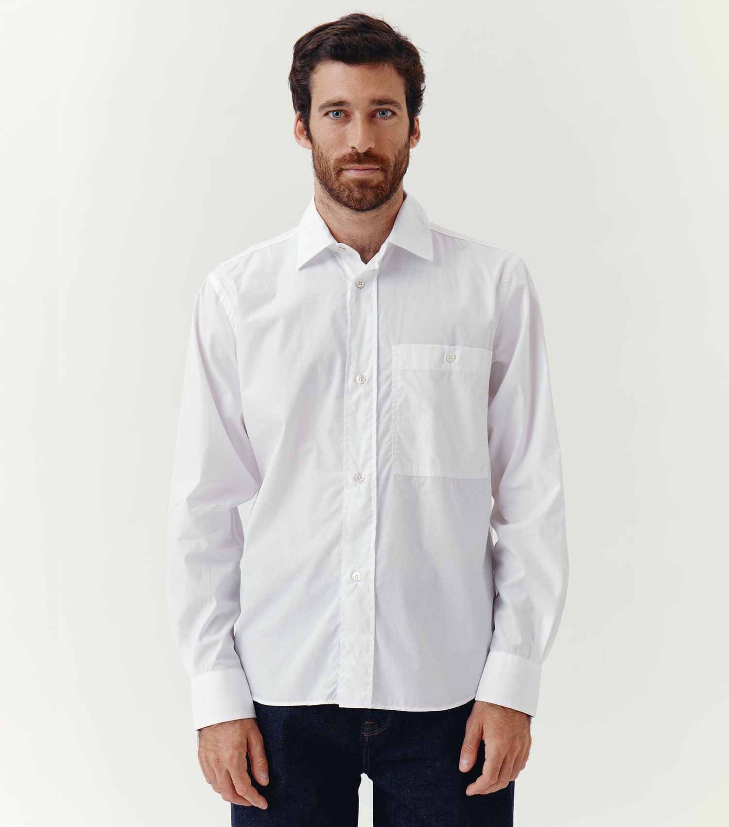 Relaxed Fit Pocket Poplin Shirt White - Blaw x Koike