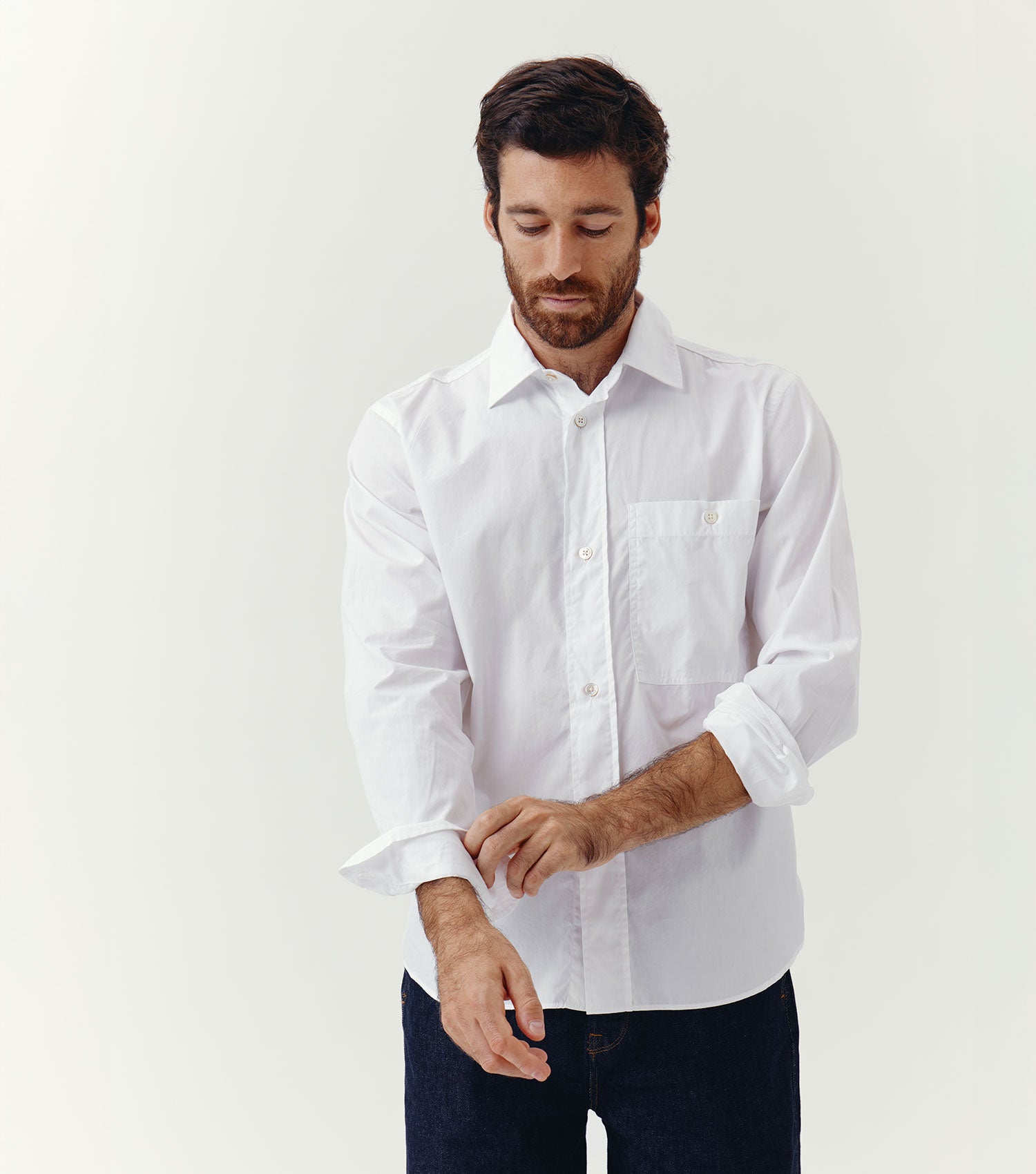 Relaxed Fit Pocket Poplin Shirt White - Blaw x Koike