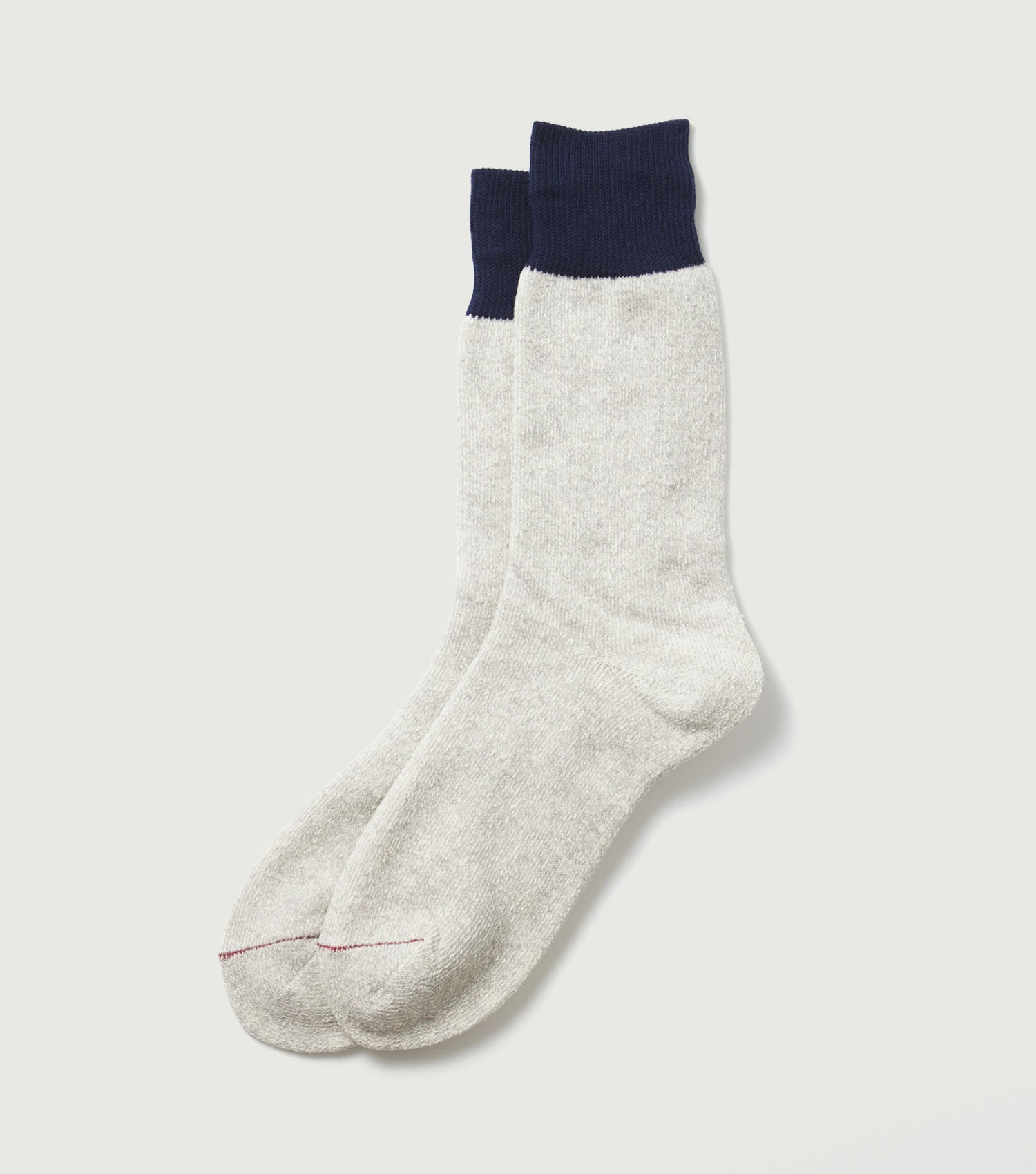 Double Face Crew Socks " Silk & Cotton " Navy/Grey - Rototo