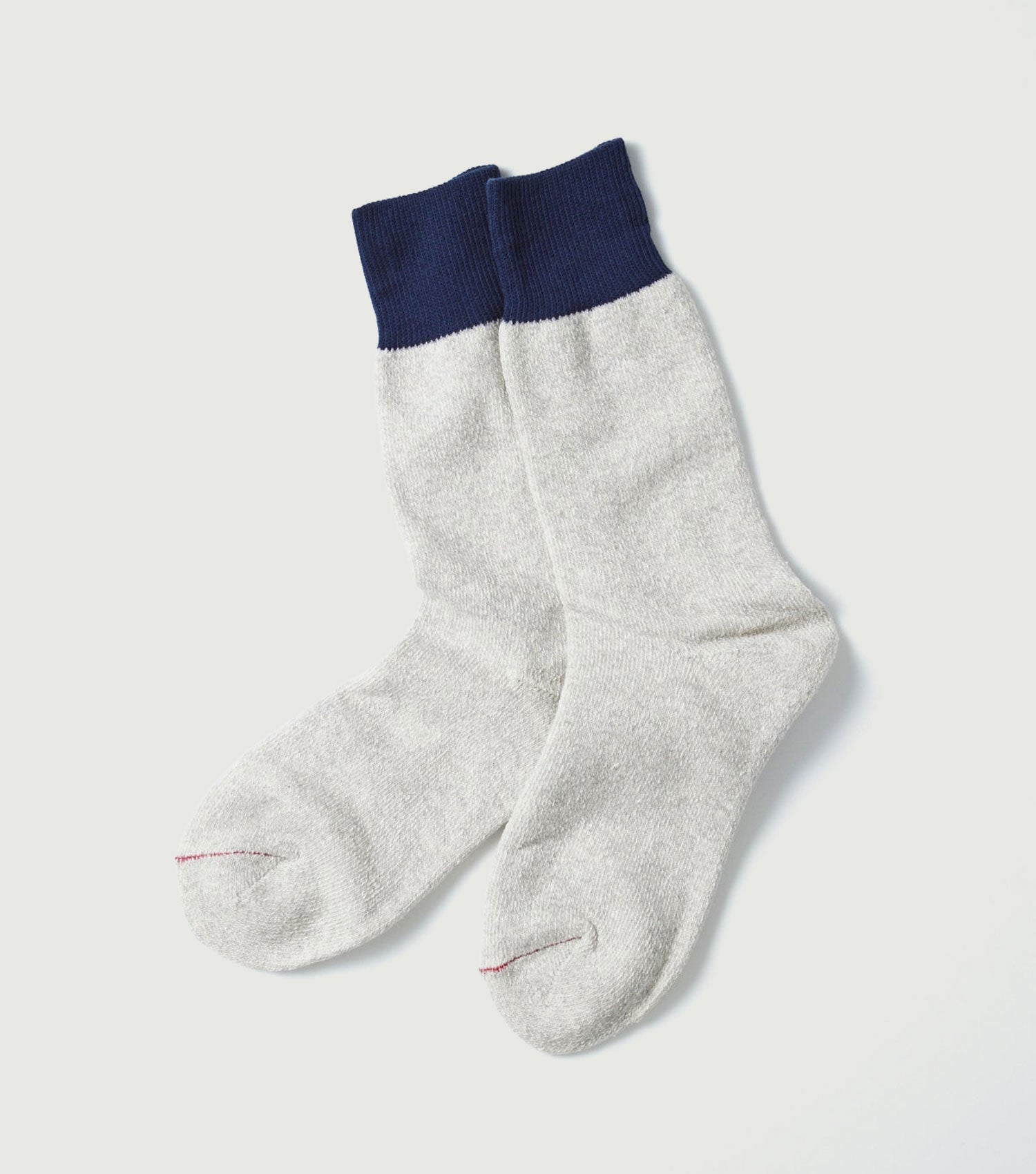 Double Face Crew Socks " Silk & Cotton " Navy/Grey - Rototo