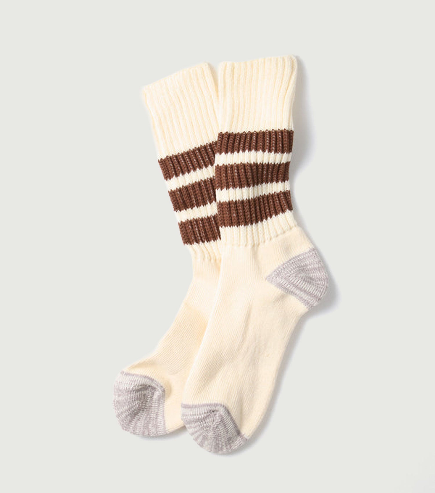Coarse Ribbed Oldschool Crew Socks Brown - Rototo