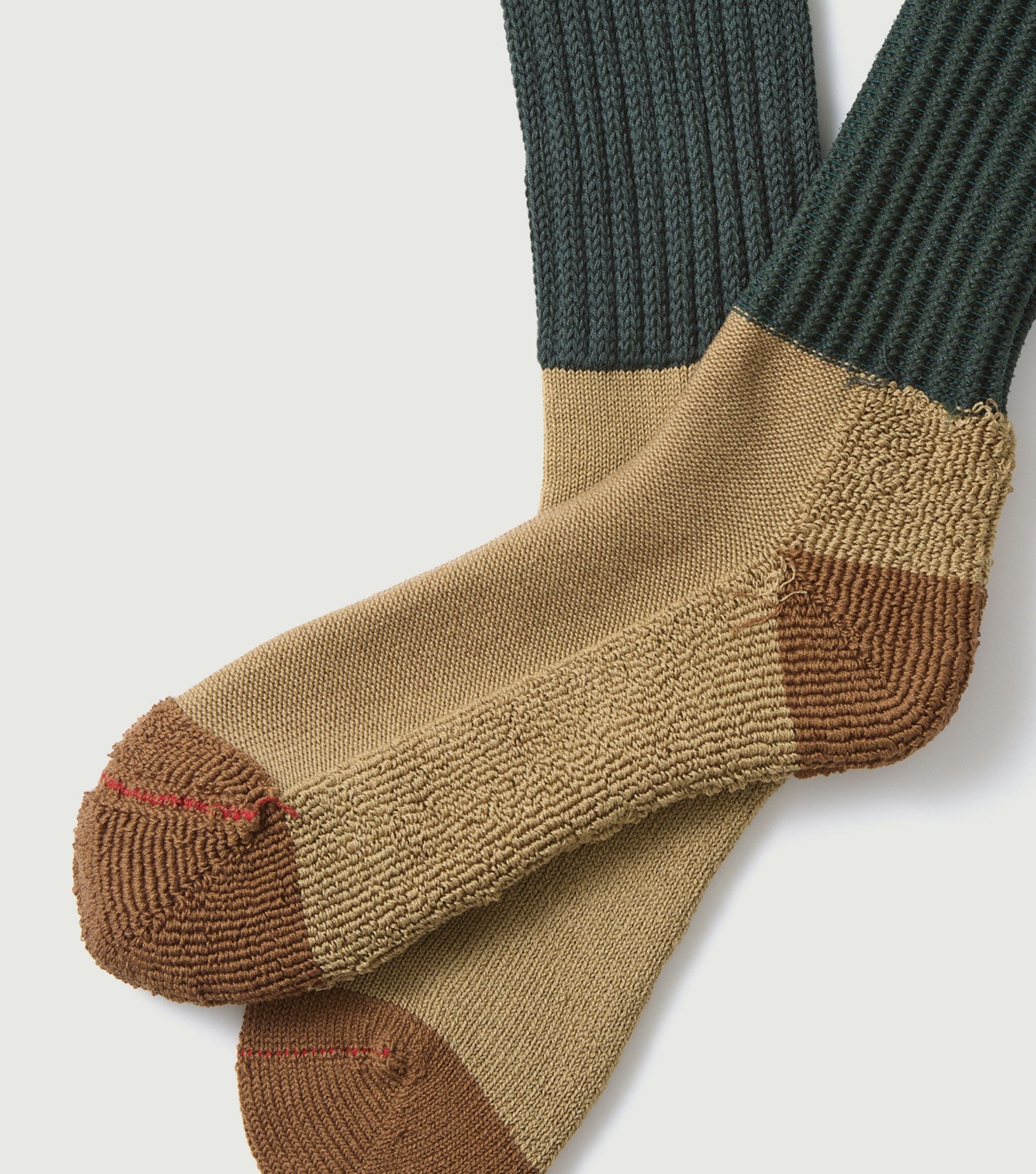 Multi Loose Pile Socks Green Khaki - Rototo