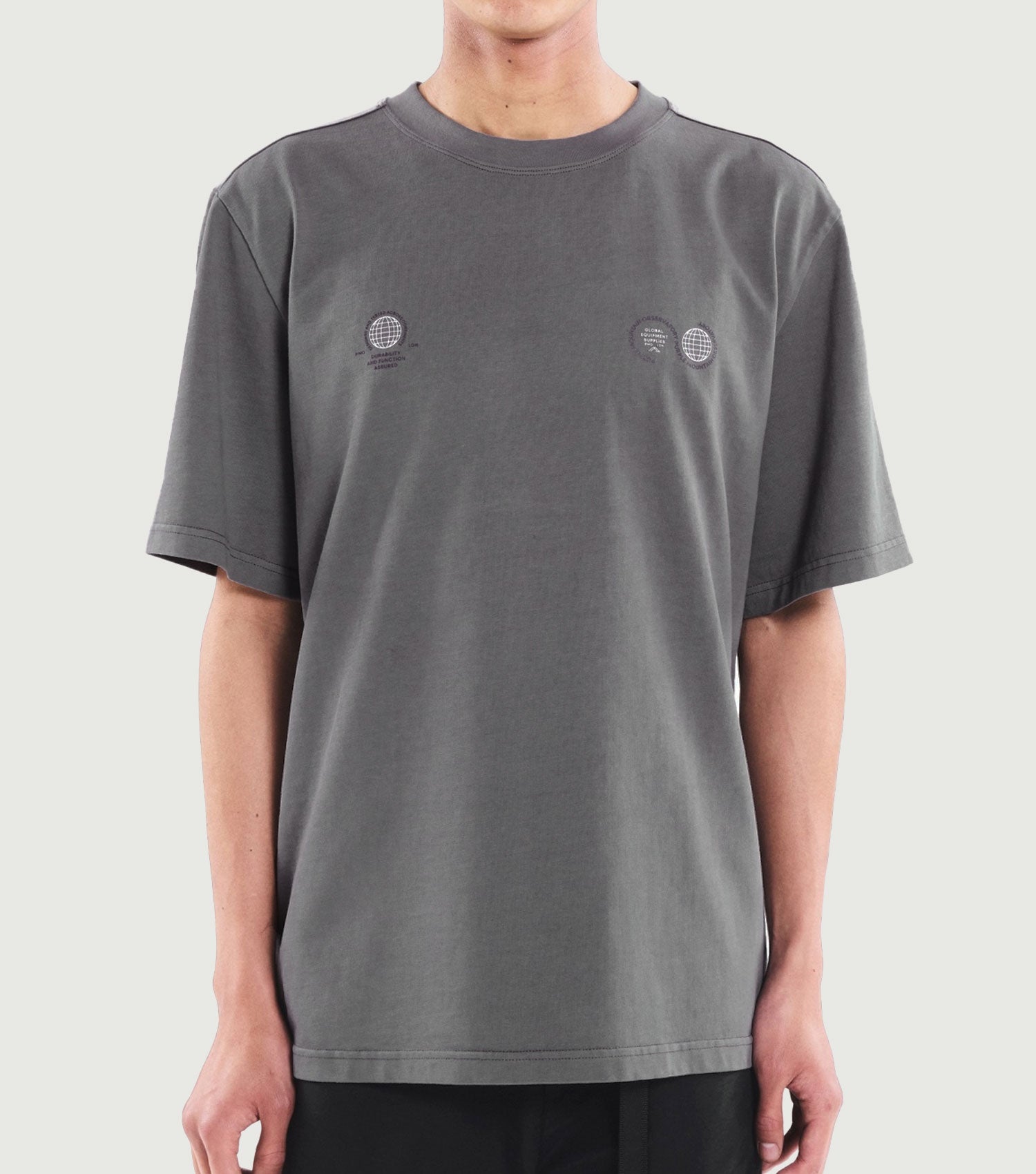 Grey SS Globe Tee - Purple Mountain