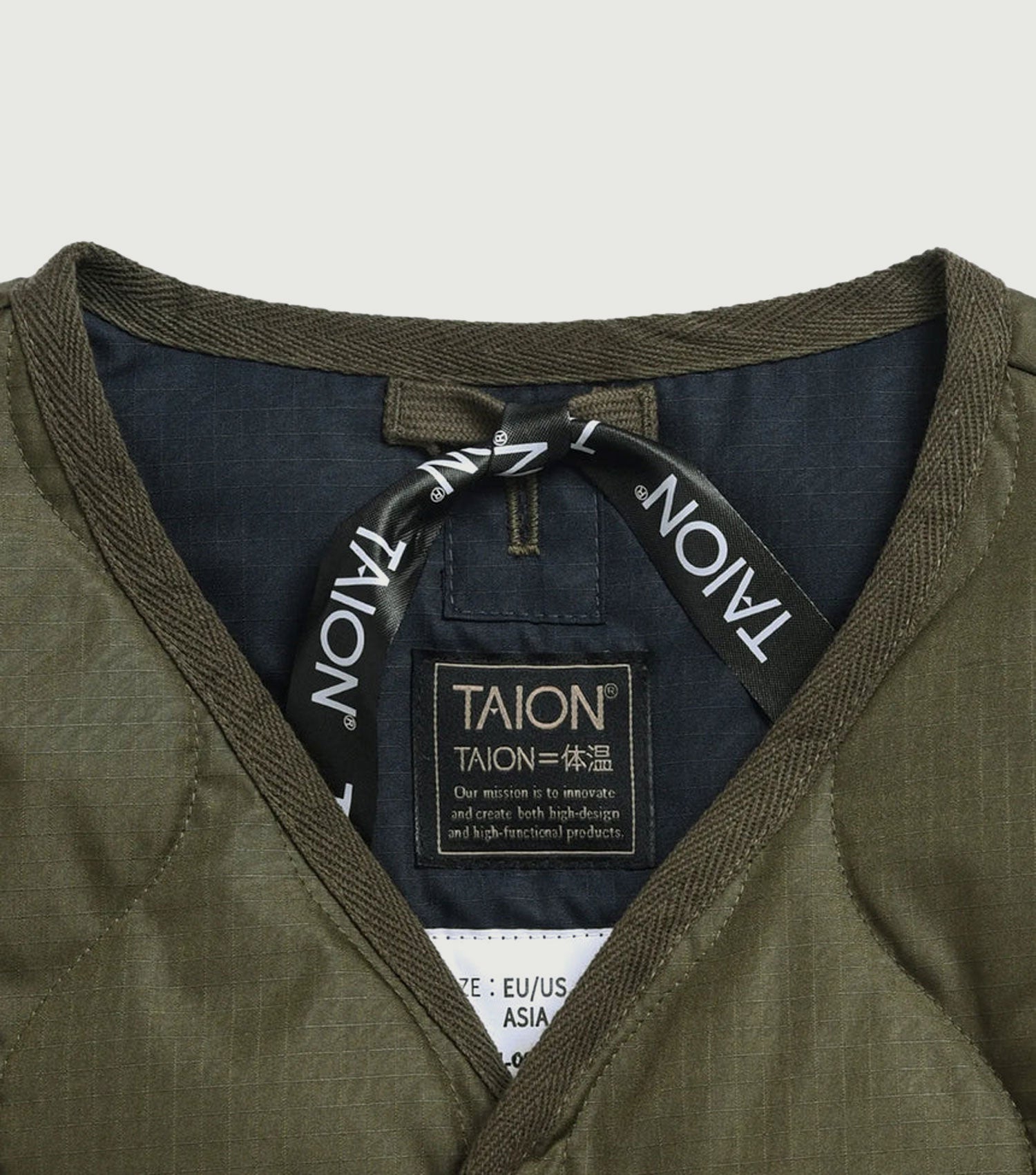 Unisex Military Zip V Neck Down Vest D Olive - TAION