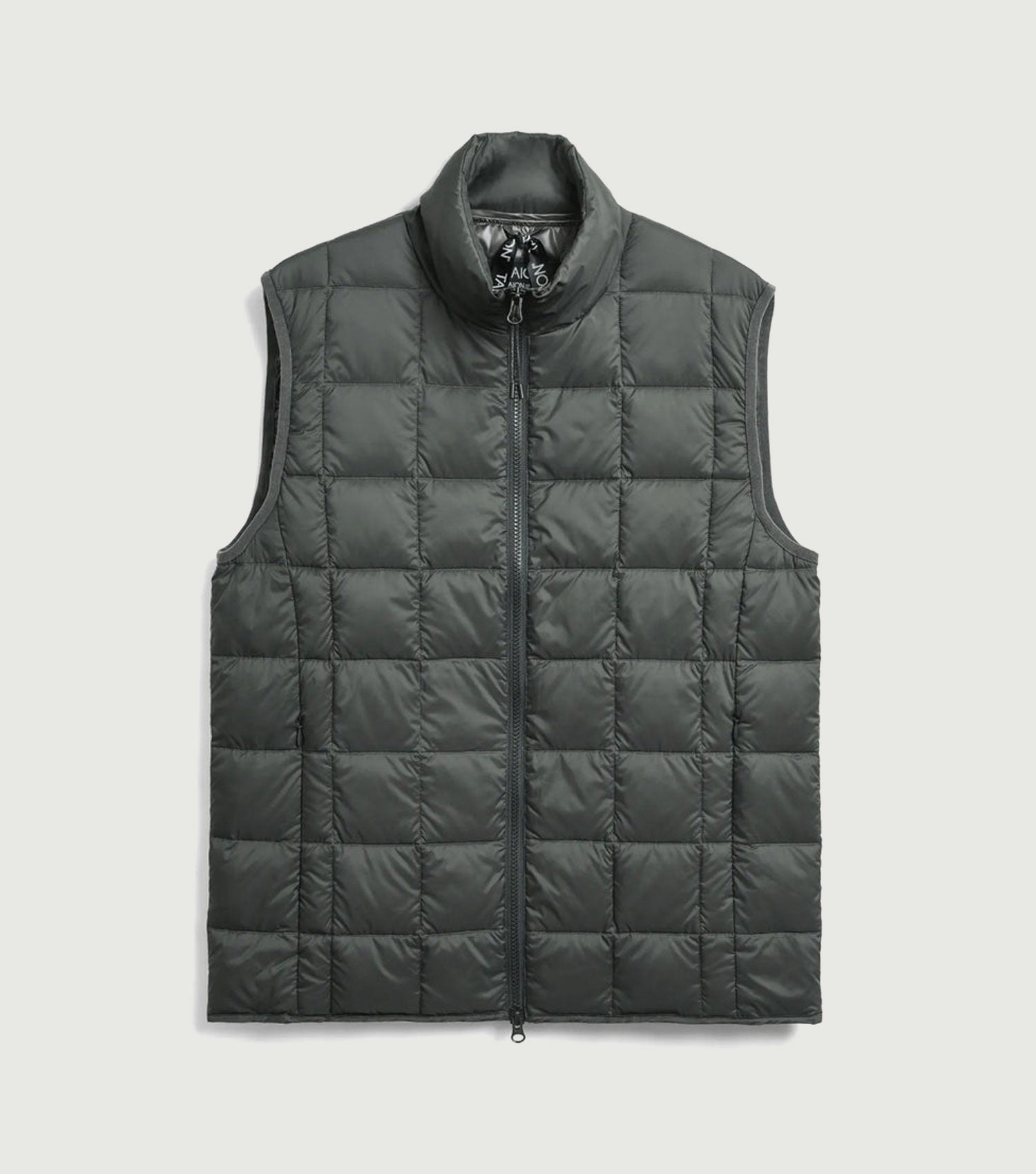 Hi Neck W-ZIp Down Vest D.Charcoal - TAION