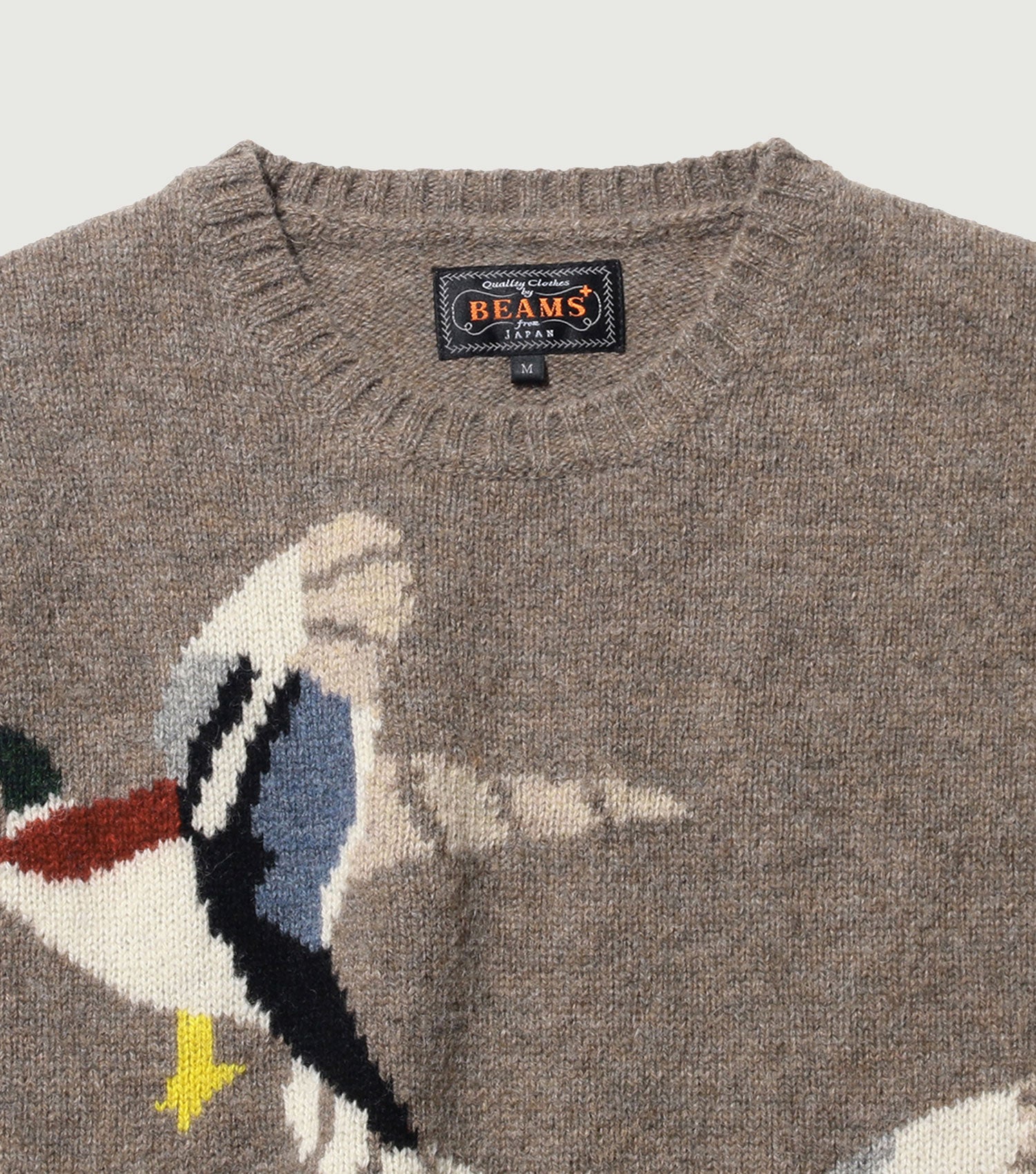 Crew Intarsia Duck Pattern Beige - Beams Plus
