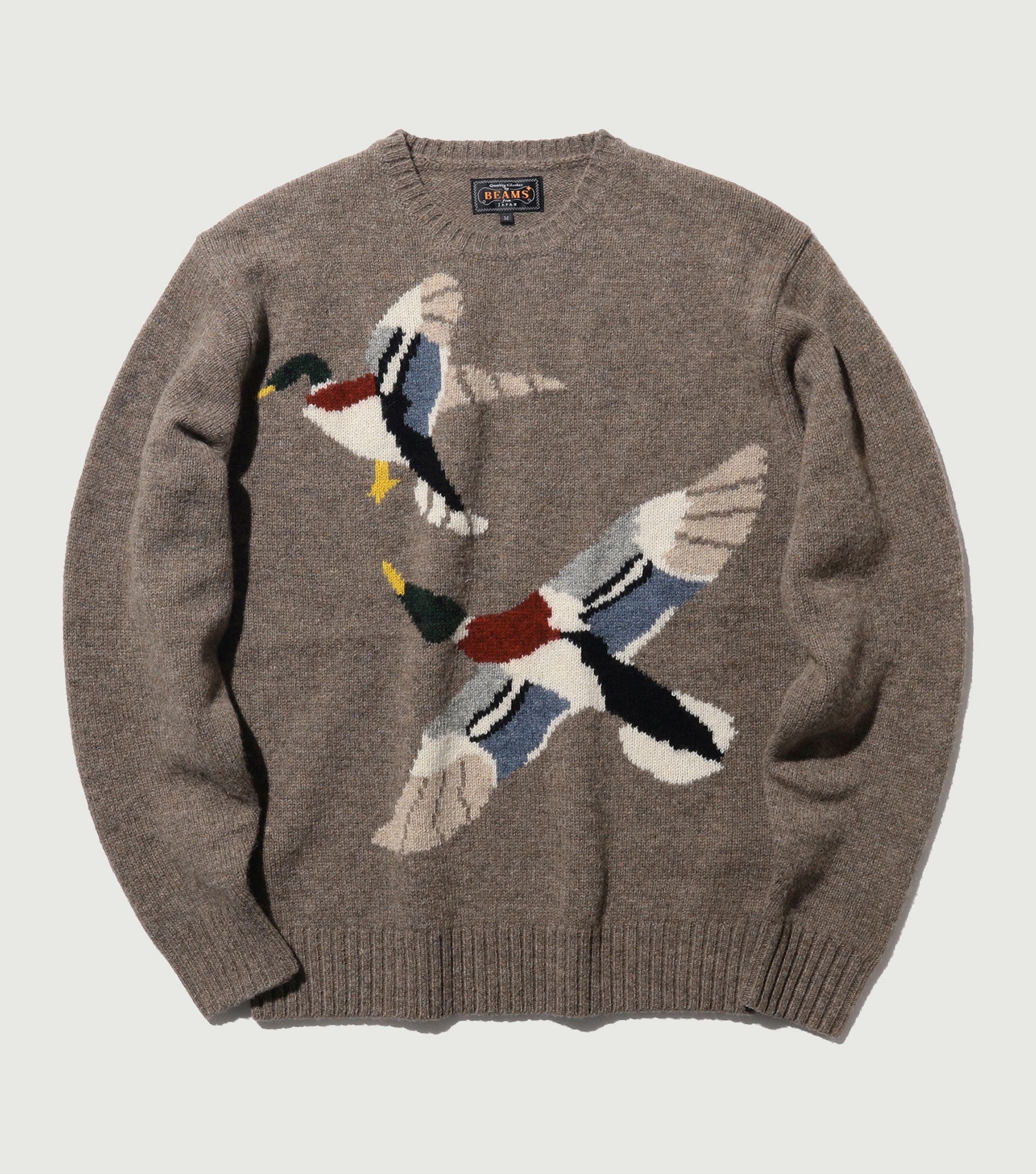 Crew Intarsia Duck Pattern Beige - Beams Plus