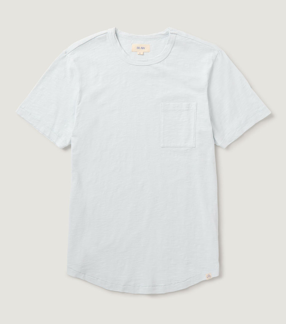 Basic Flame T-shirt with Pocket Ice Blue - BLAW