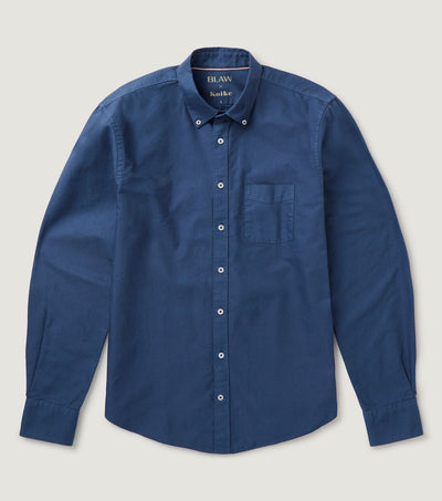 Garment dye Oxford Button down collar Shirt Blue - BLAW
