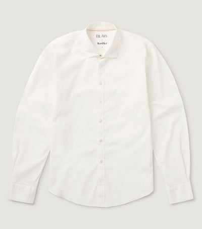 Garment dye Popelin Strech Spread collar Shirt White - BLAW