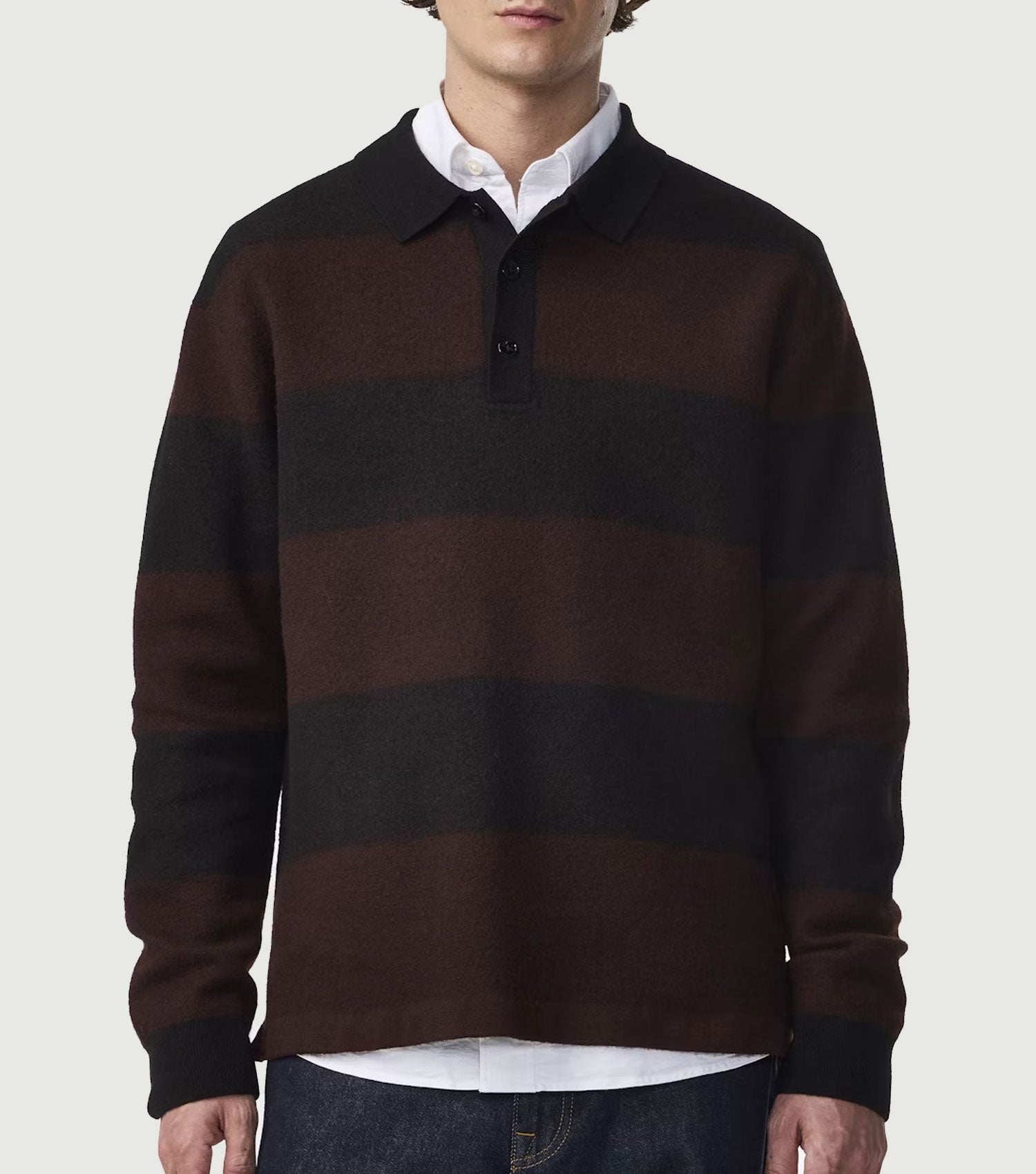 Rugby Polo Boiled wool Polo Black - NN.07