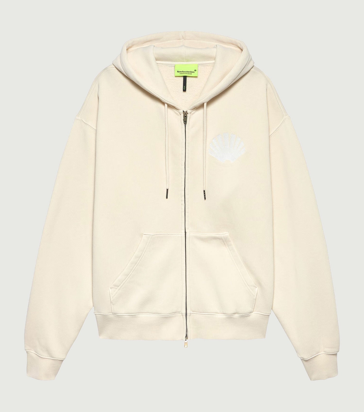 Logo Zip Hoodie Ecru/White - New Amsterdam Surf Association