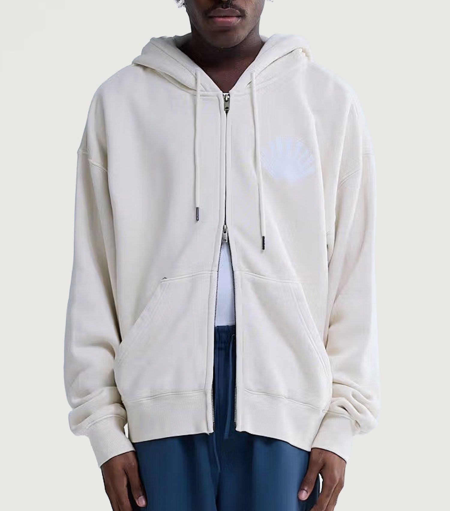 Logo Zip Hoodie Ecru/White - New Amsterdam Surf Association