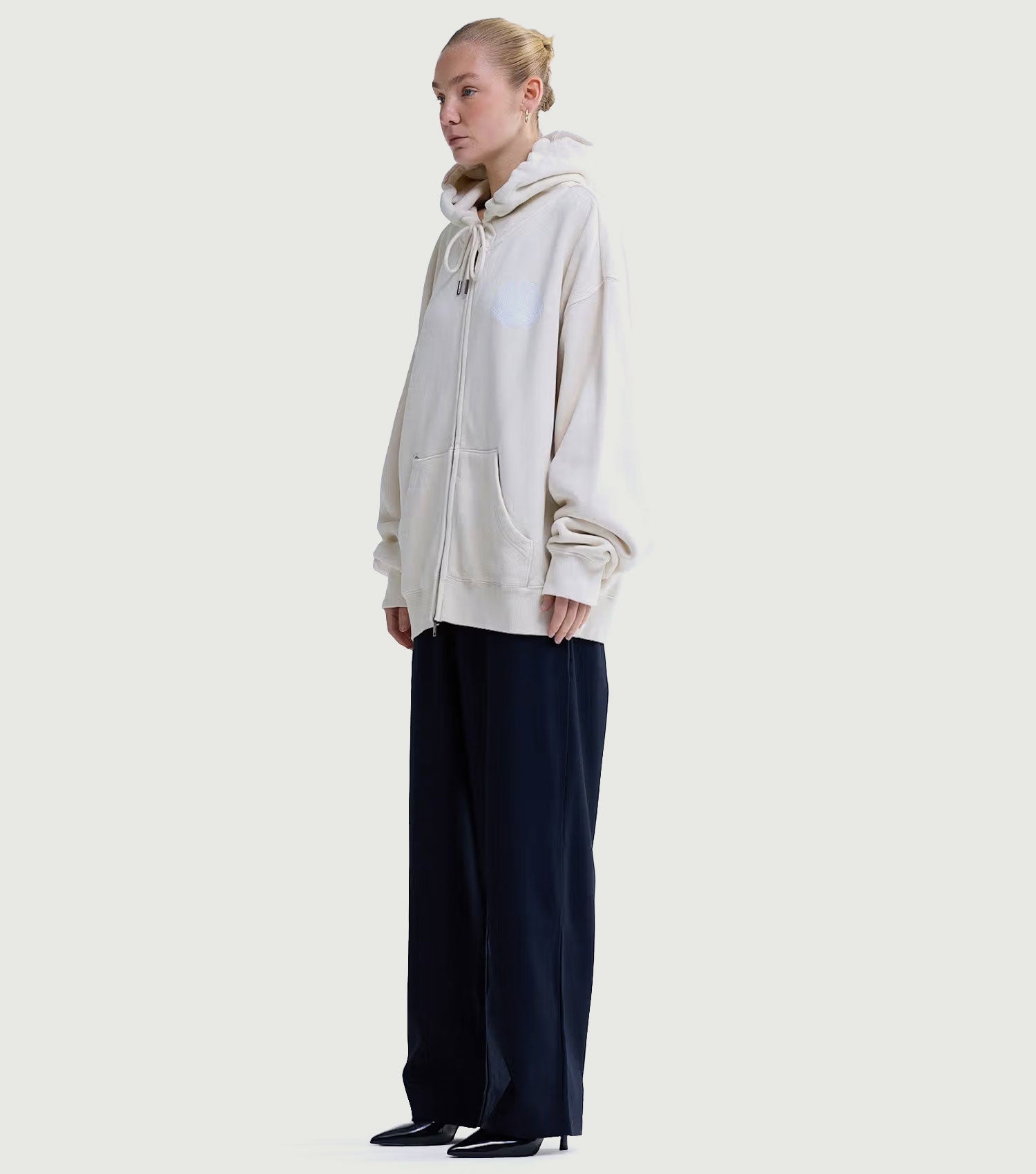 Logo Zip Hoodie Ecru/White - New Amsterdam Surf Association