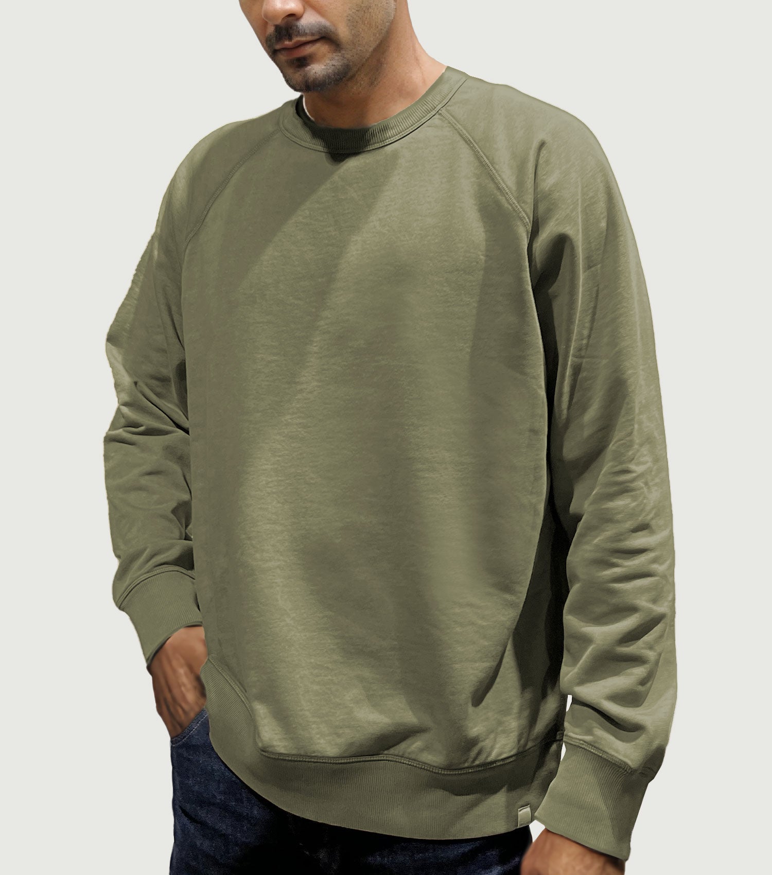 Crew Neck Sweatshirt Army - BLAW