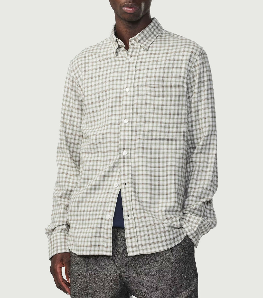 Cohen Cotton Shirt Moss Check 5202 - NN.07