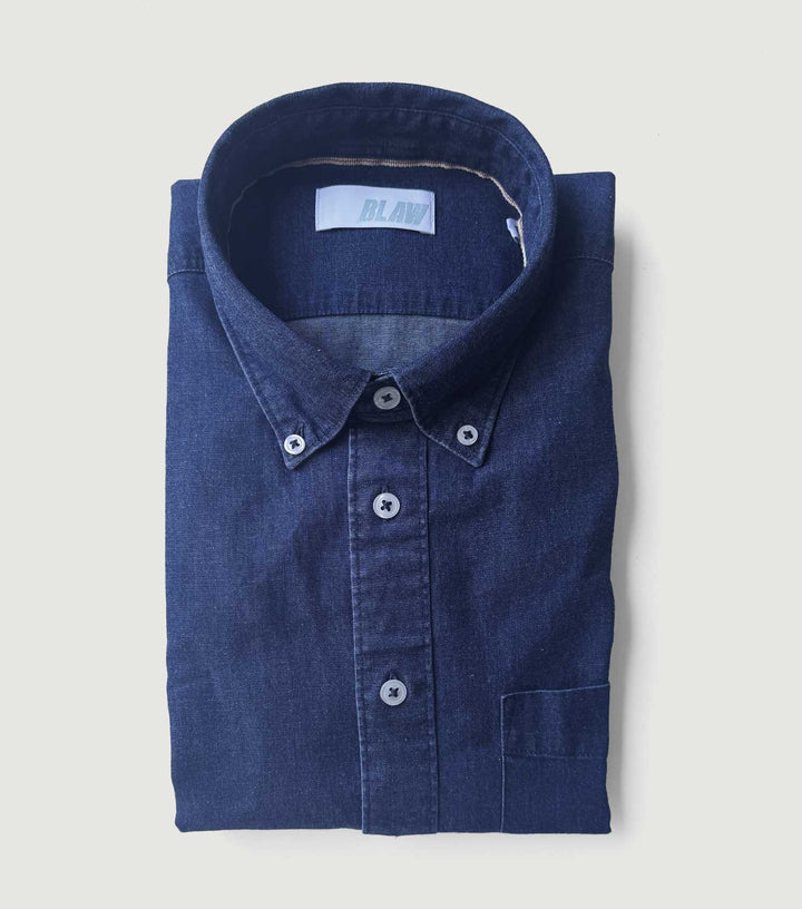 Denim Stretch Button Down Shirt Navy
