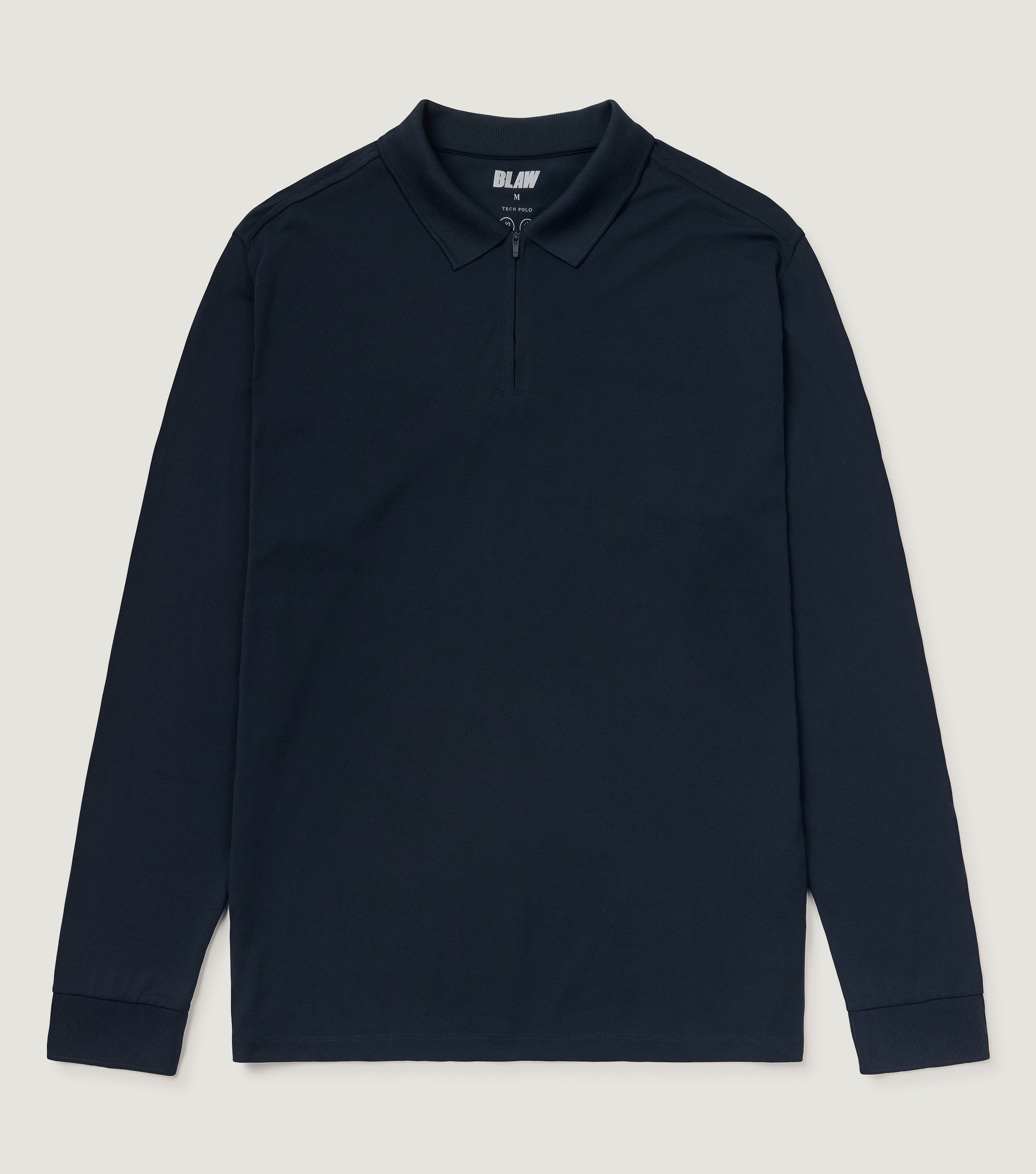 Tech Long Sleeve Polo Navy - BLAW