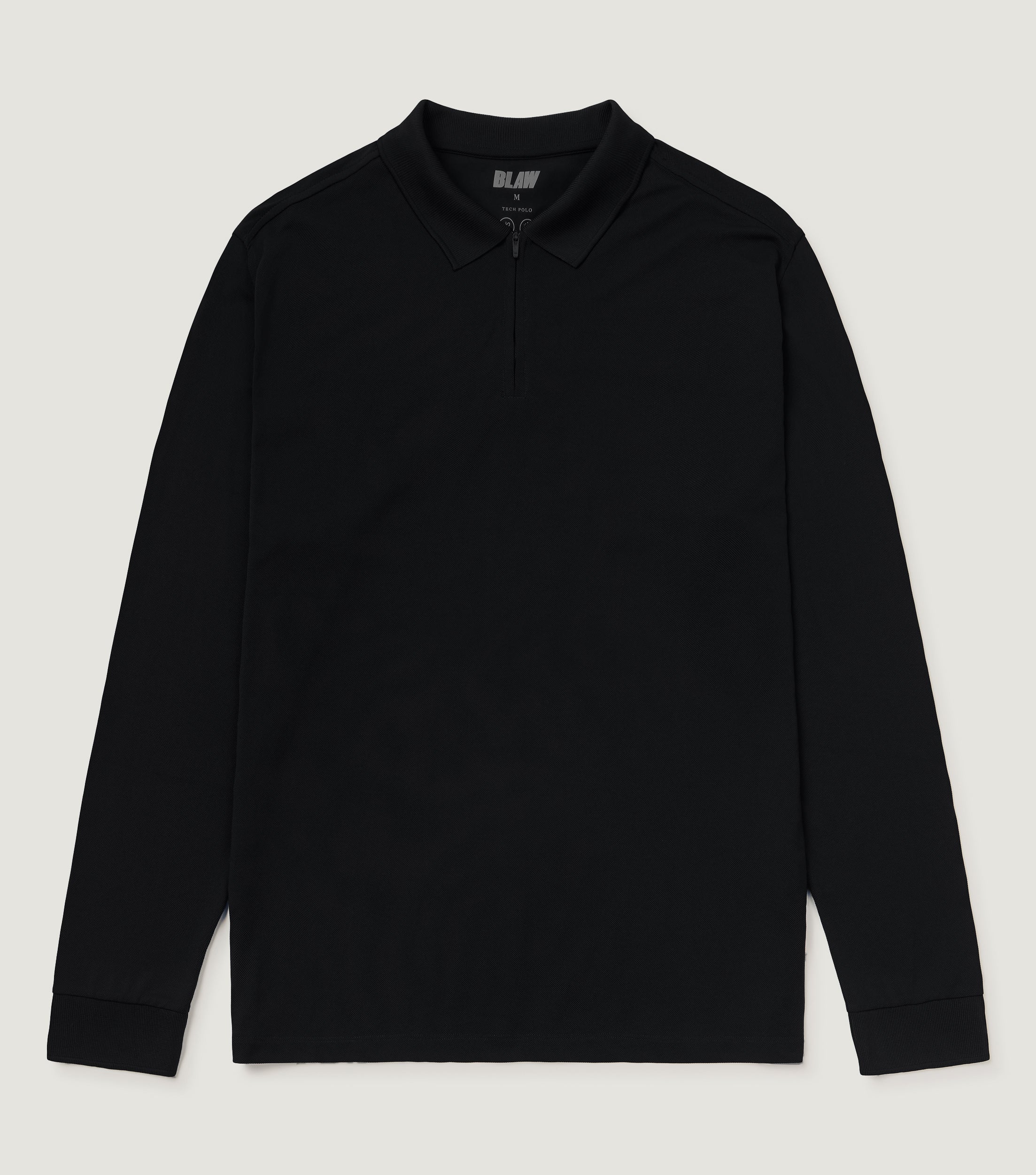 Tech Long Sleeve Polo Black - BLAW