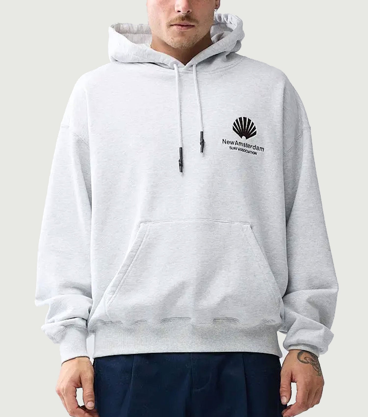 Logo Hoodie Ash/Vineyard Wine - New Amsterdam Surf Association