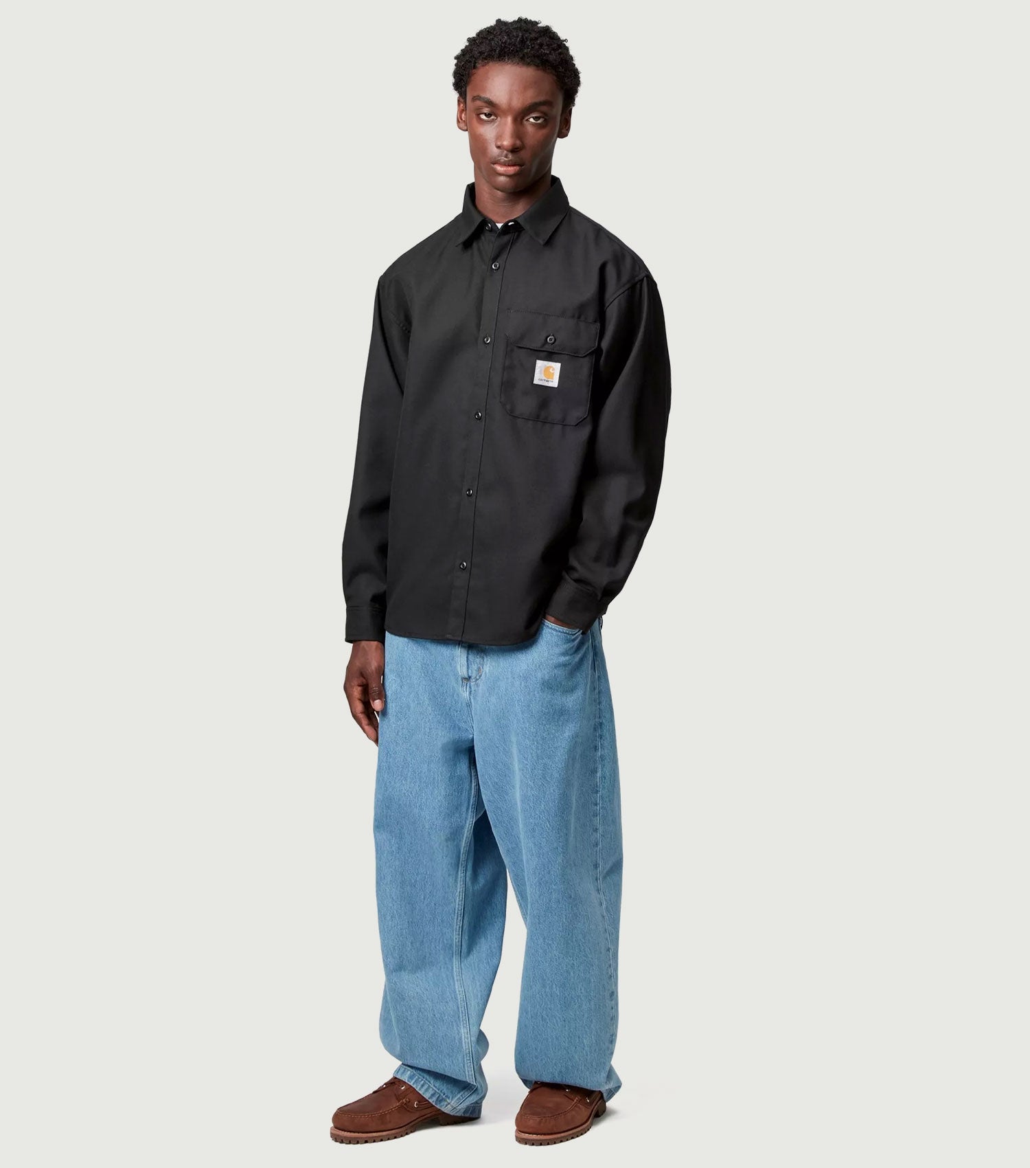 L/S Ray Shirt Black rigid - Carhartt WIP