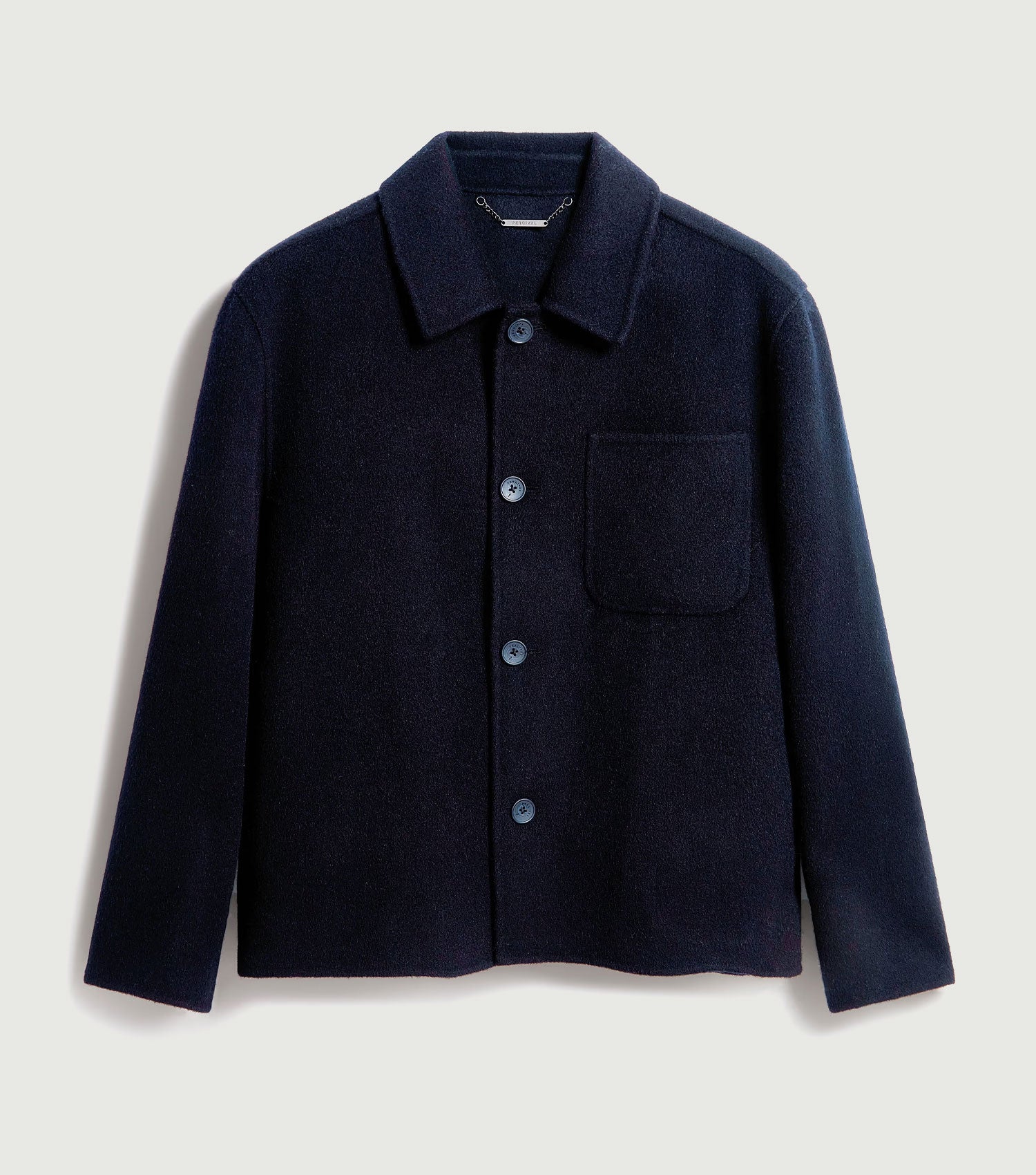 Heavy Wool Overshirt Navy - Percival