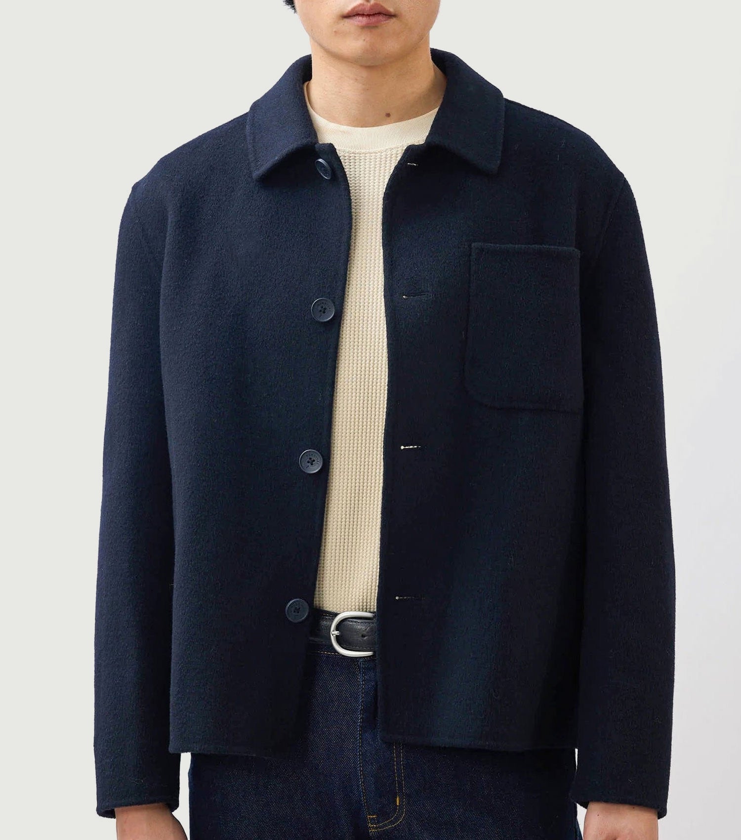 Heavy Wool Overshirt Navy - Percival