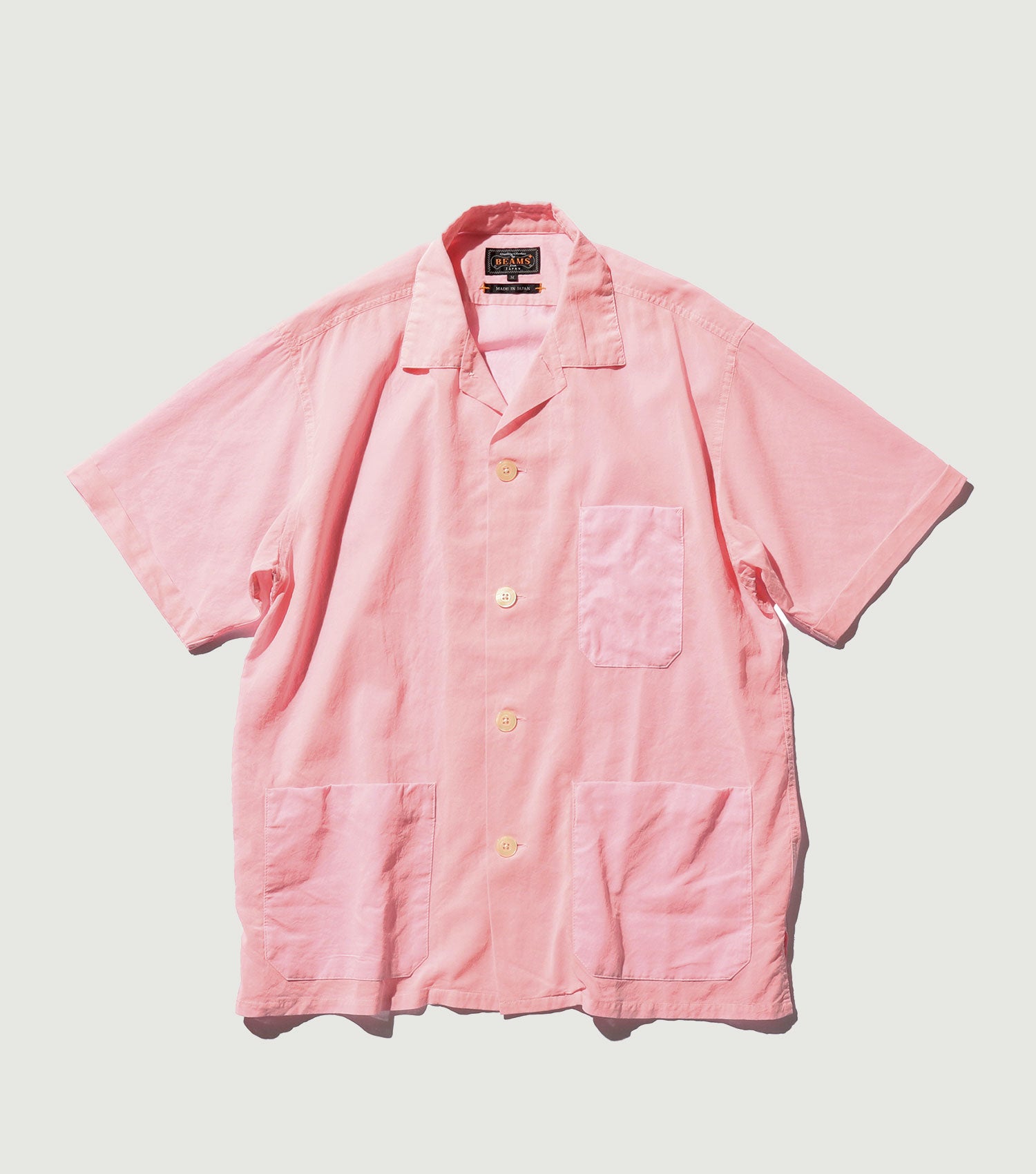 Beach Shirt 100/2 Organdy Garment Dye Pink - Beams Plus