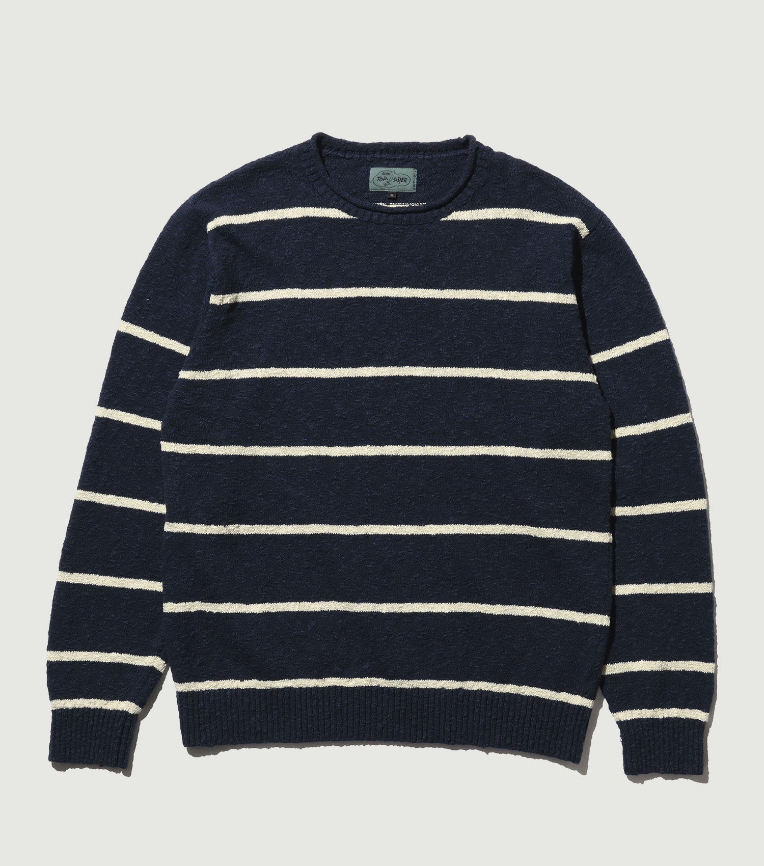 Crew Cotton Linen Slab Stripe Navy - Beams Plus