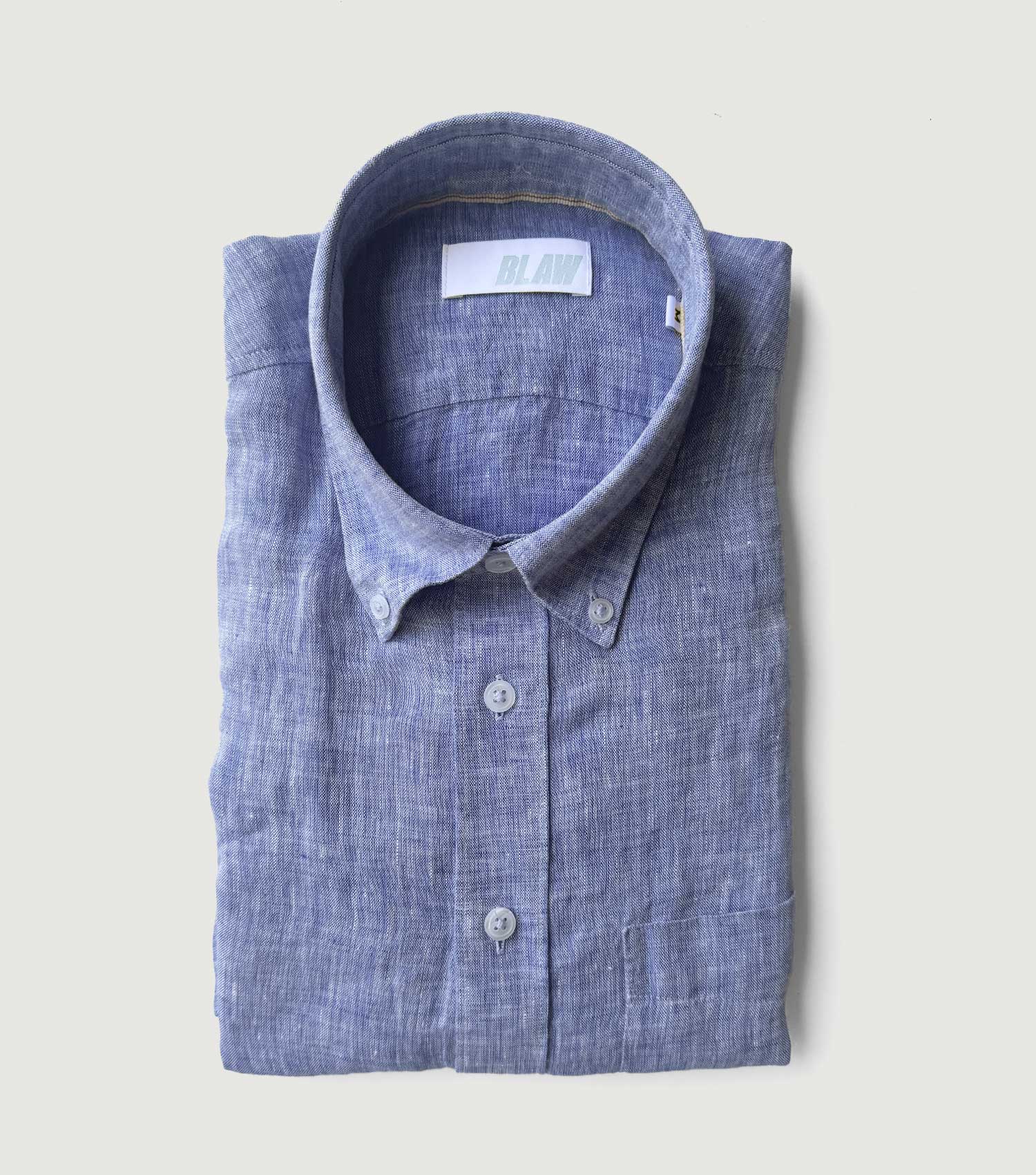 100% Linen Button Down Shirt Blue - BLAW