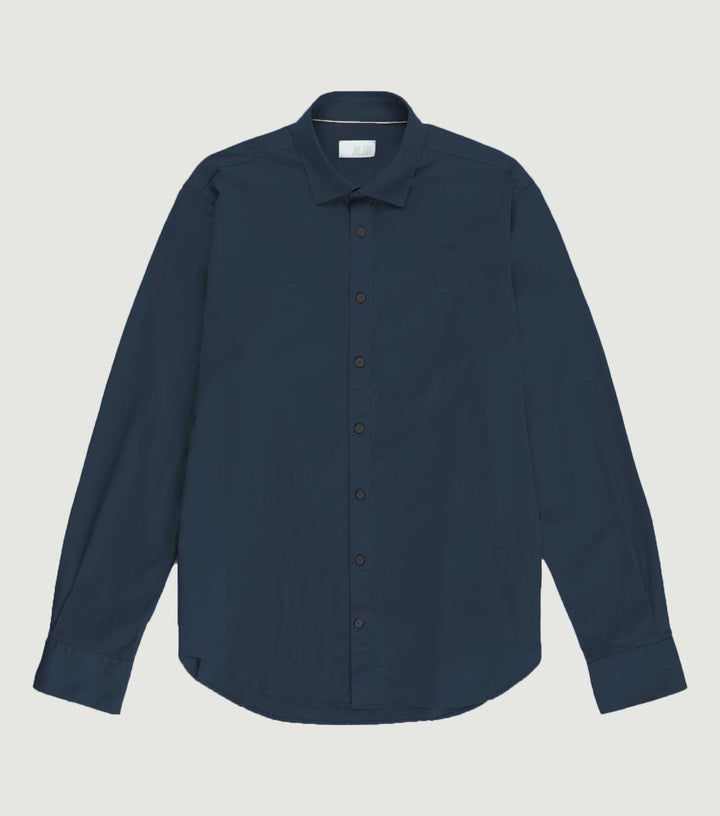 Poplin Stretch Spread Collar Shirt Navy