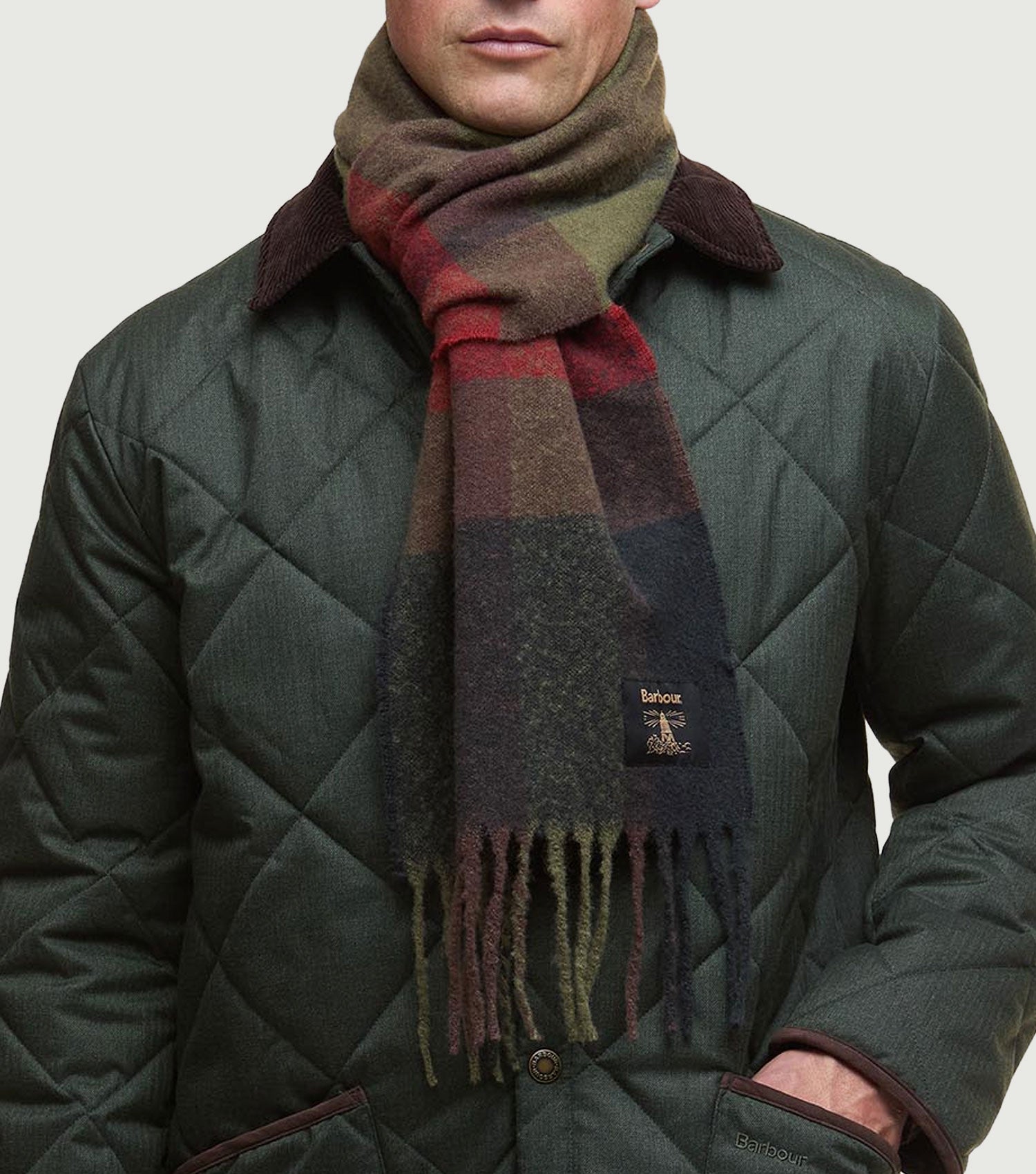 Westerdale Scarf Olive/Fired Brick - Barbour