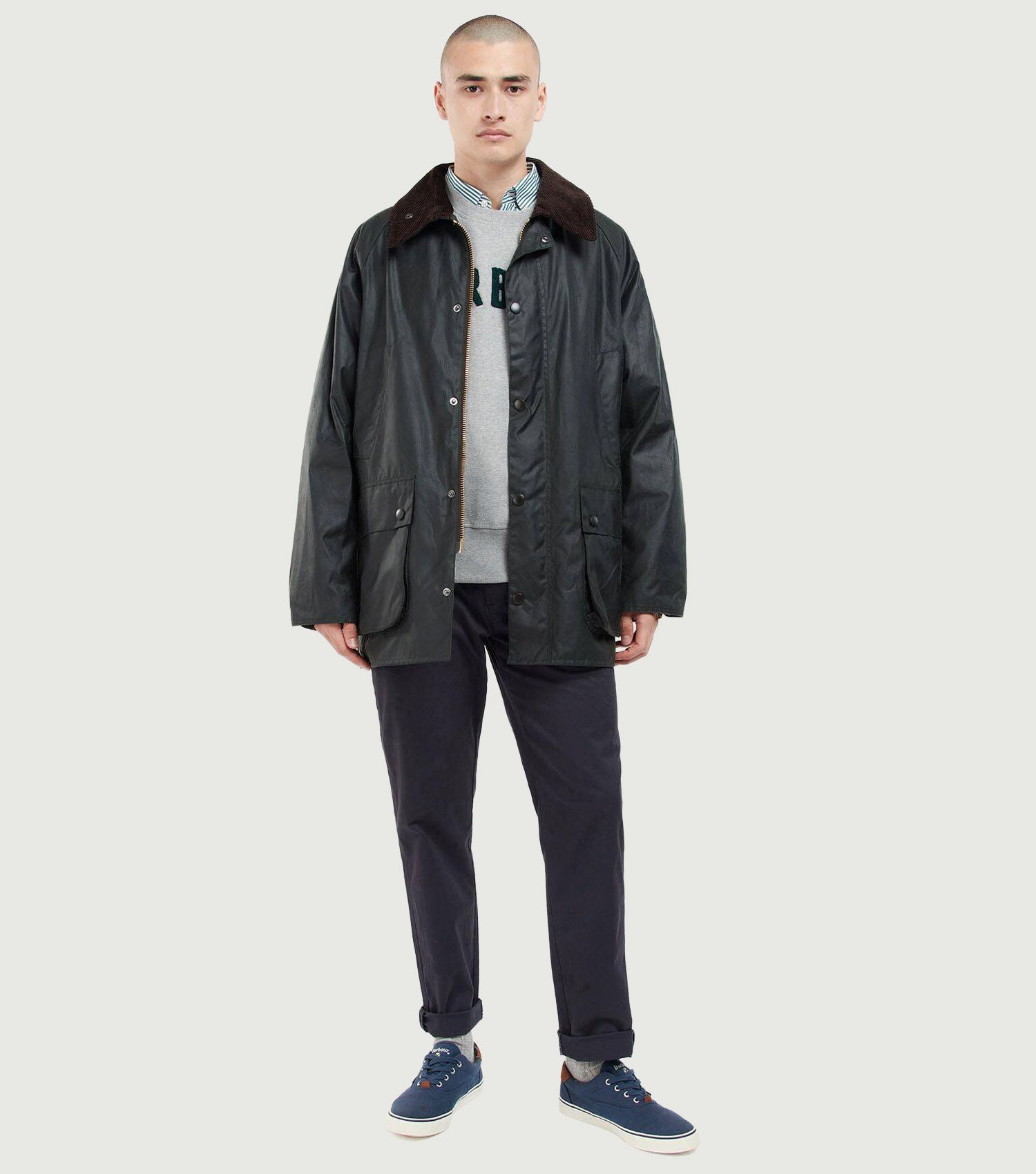 Oversized Bedale Waxed Jacket Sage - Barbour